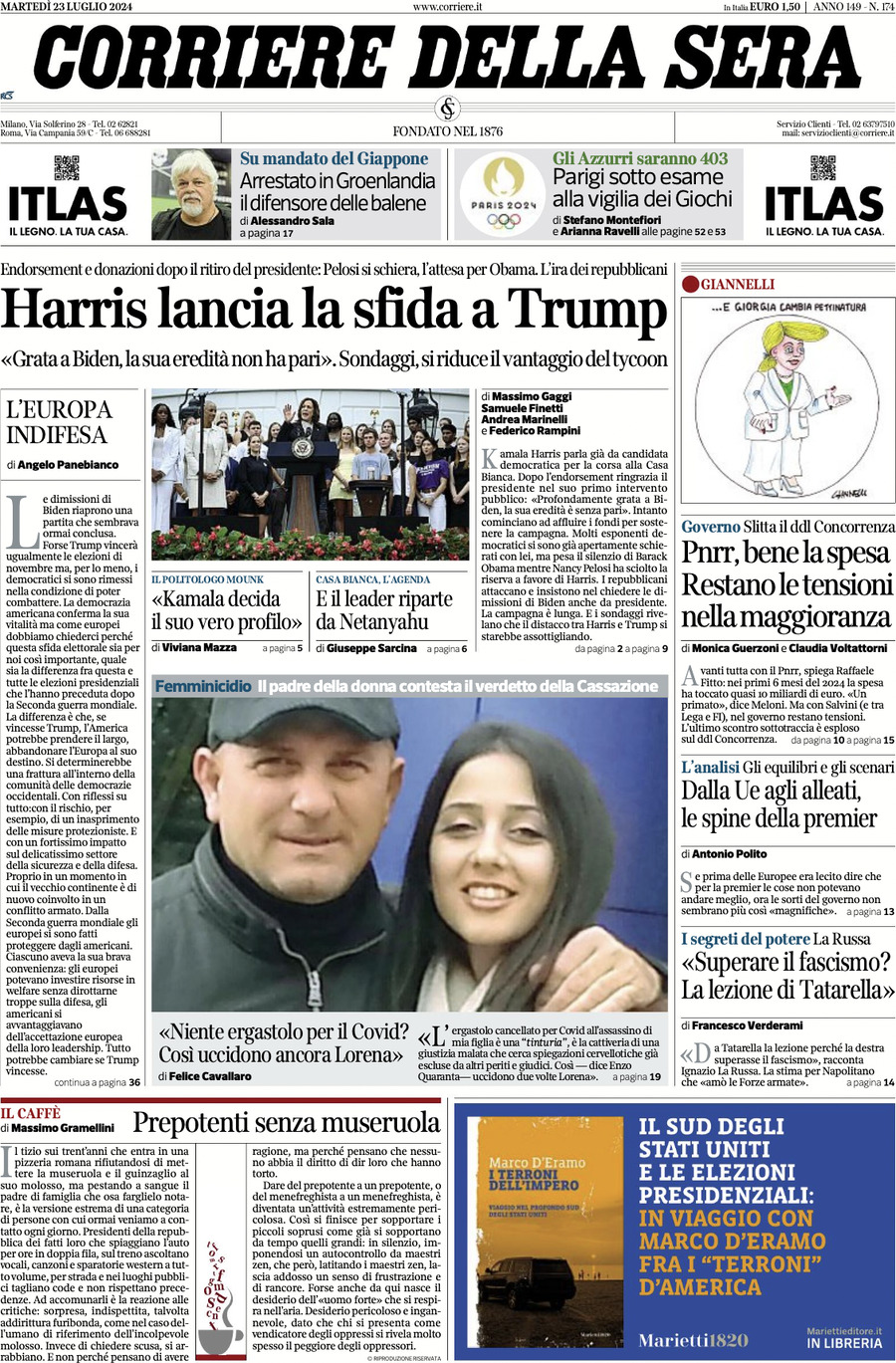 Prima-pagina-del-corriere-della-sera-edizione-di-oggi-23-07-2024