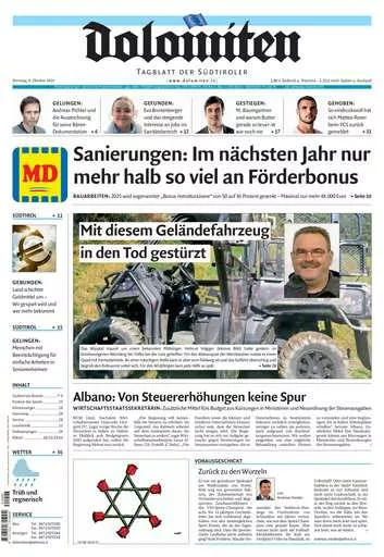 Prima-pagina-dolomiten-del-2024-10-08