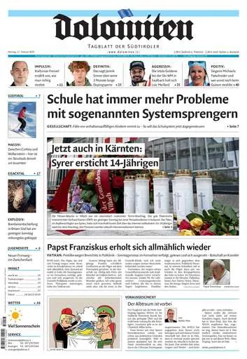 Prima-pagina-dolomiten-del-2025-02-17