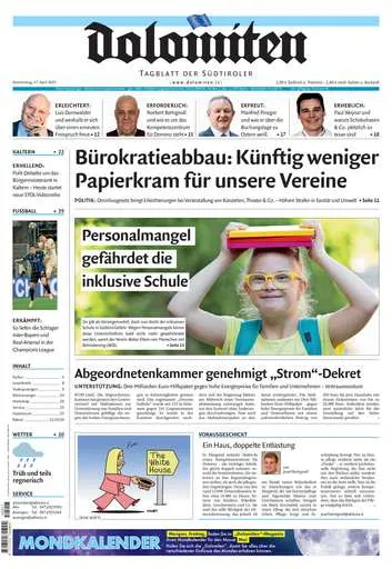 Prima-pagina-dolomiten-del-2025-04-17