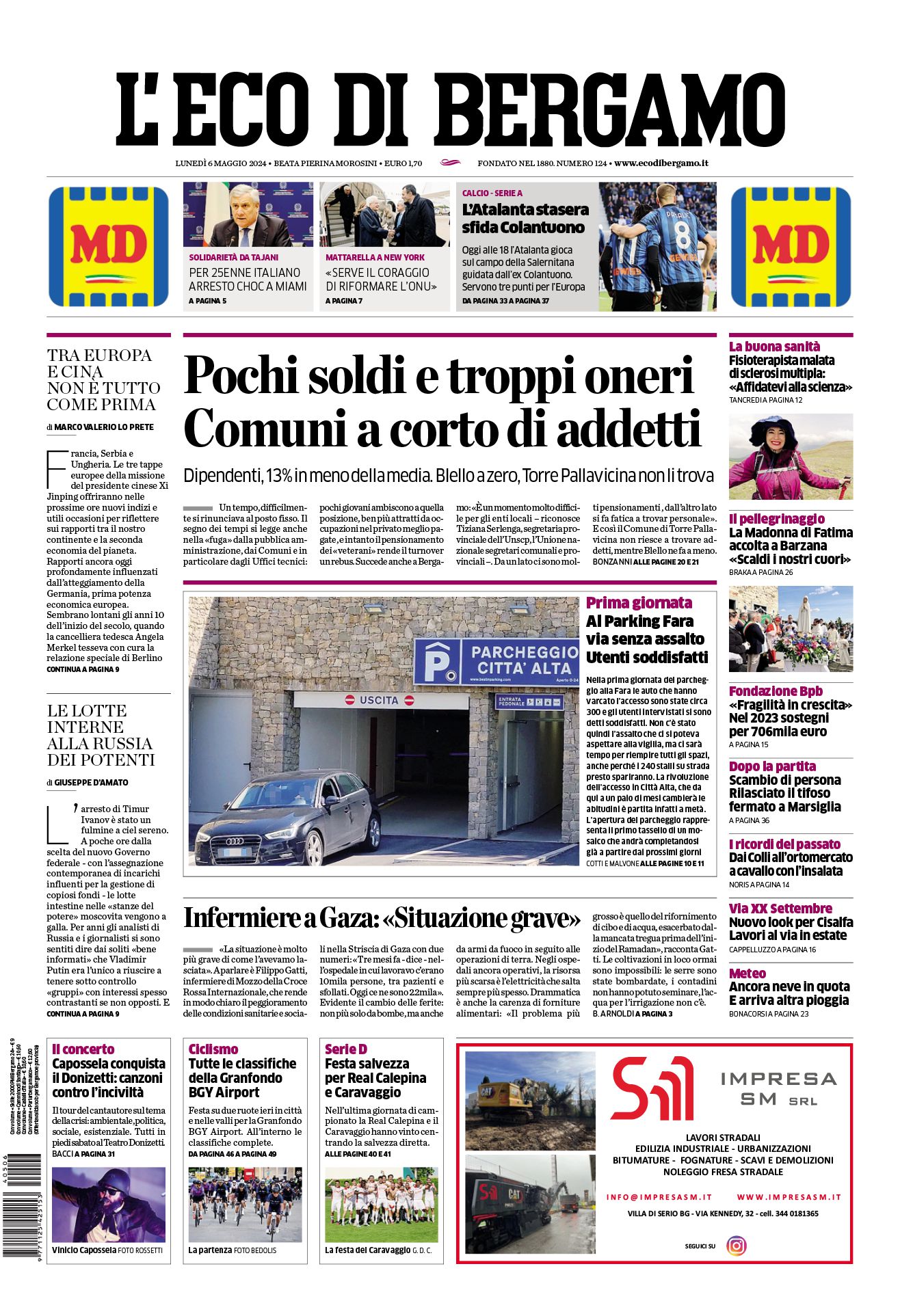 Prima-pagina-eco-di-bergamo-edizione-di-oggi-06-05-2024