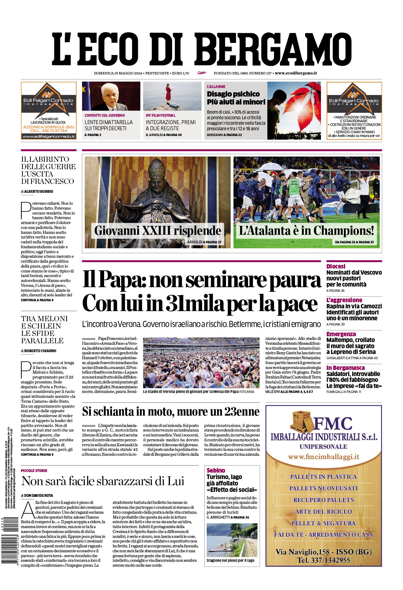 Prima-pagina-eco-di-bergamo-edizione-di-oggi-19-05-2024