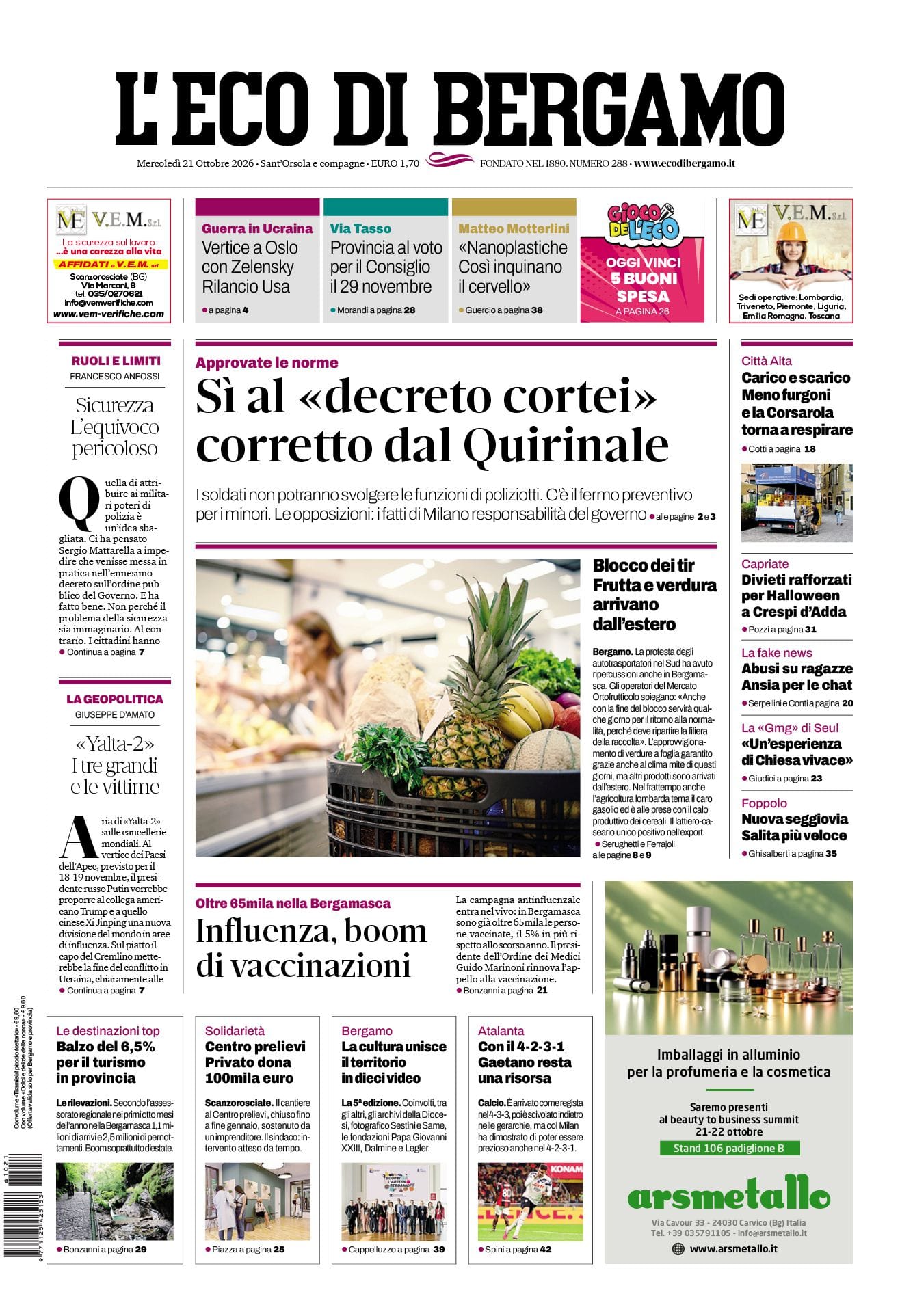 Prima-pagina-eco-di-bergamo-edizione-di-oggi-21-10-2026