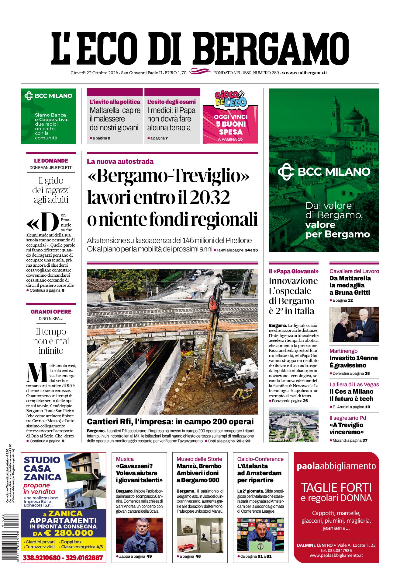 Prima-pagina-eco-di-bergamo-edizione-di-oggi-22-10-2026
