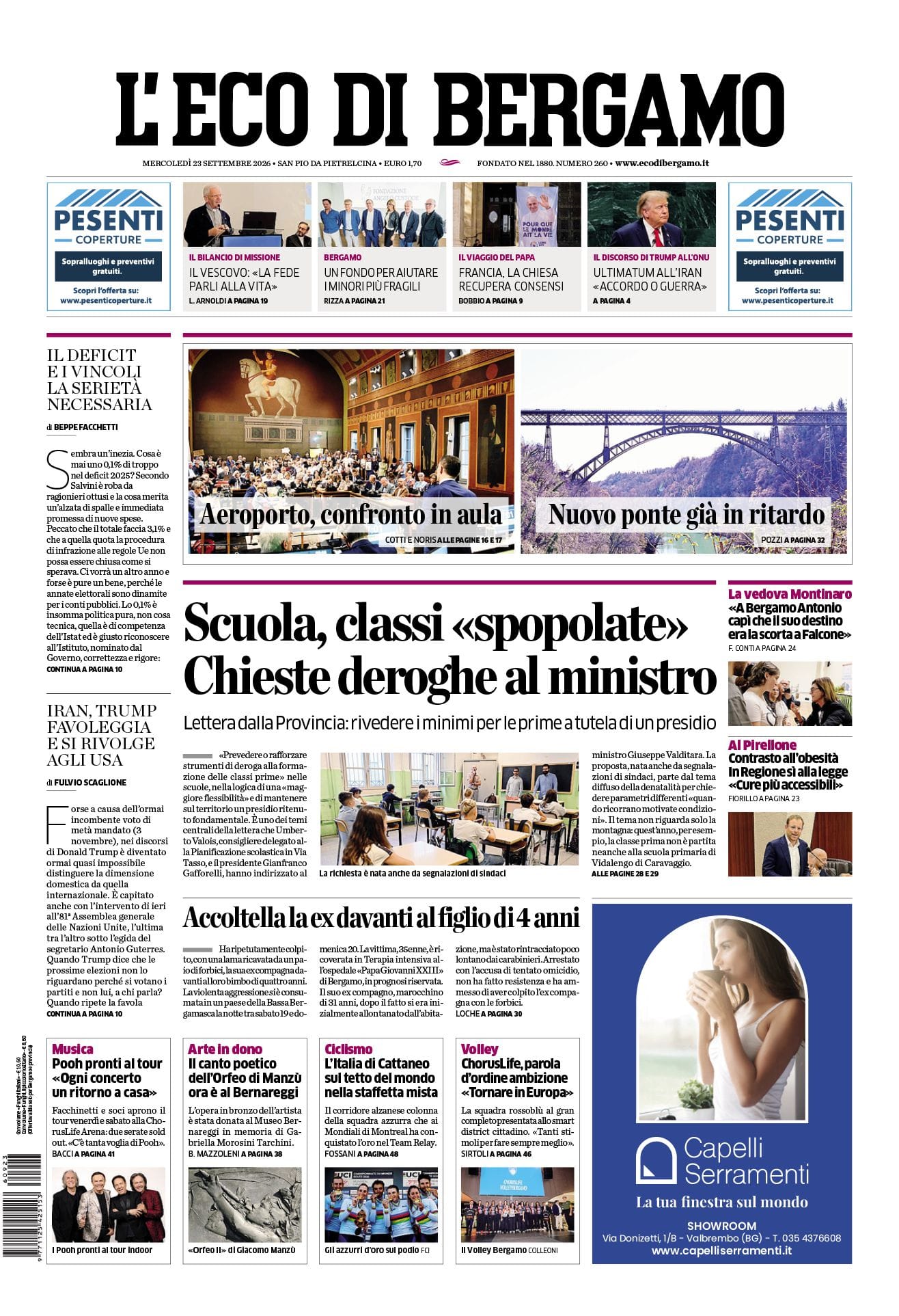 Prima-pagina-eco-di-bergamo-edizione-di-oggi-23-09-2026