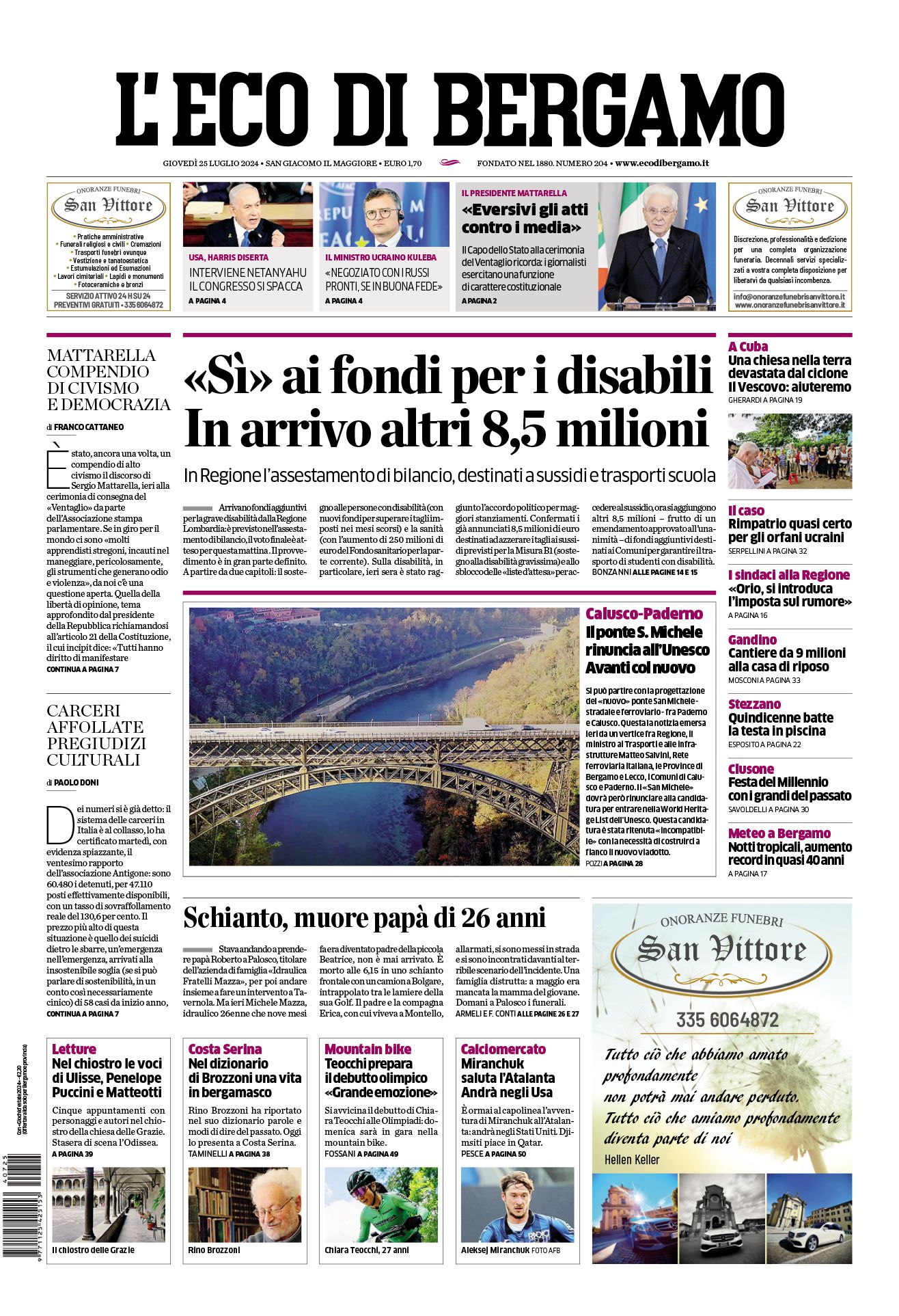 Prima-pagina-eco-di-bergamo-edizione-di-oggi-25-07-2024