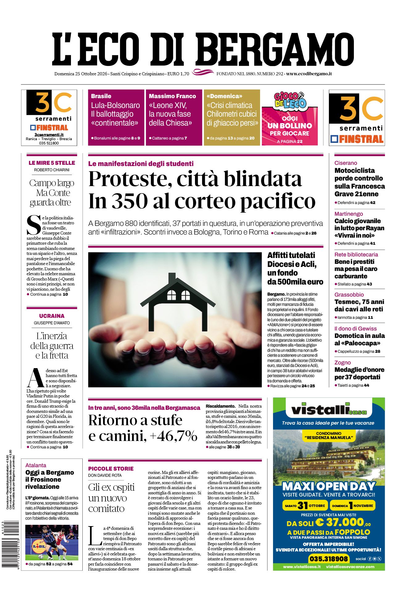 Prima-pagina-eco-di-bergamo-edizione-di-oggi-25-10-2026