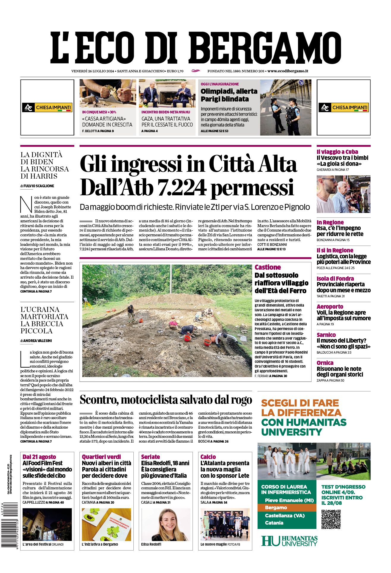 Prima-pagina-eco-di-bergamo-edizione-di-oggi-26-07-2024