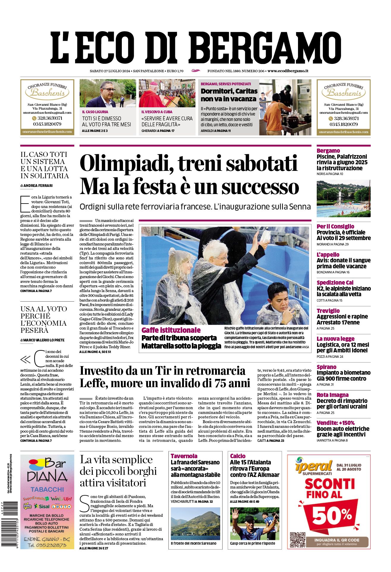 Prima-pagina-eco-di-bergamo-edizione-di-oggi-27-07-2024