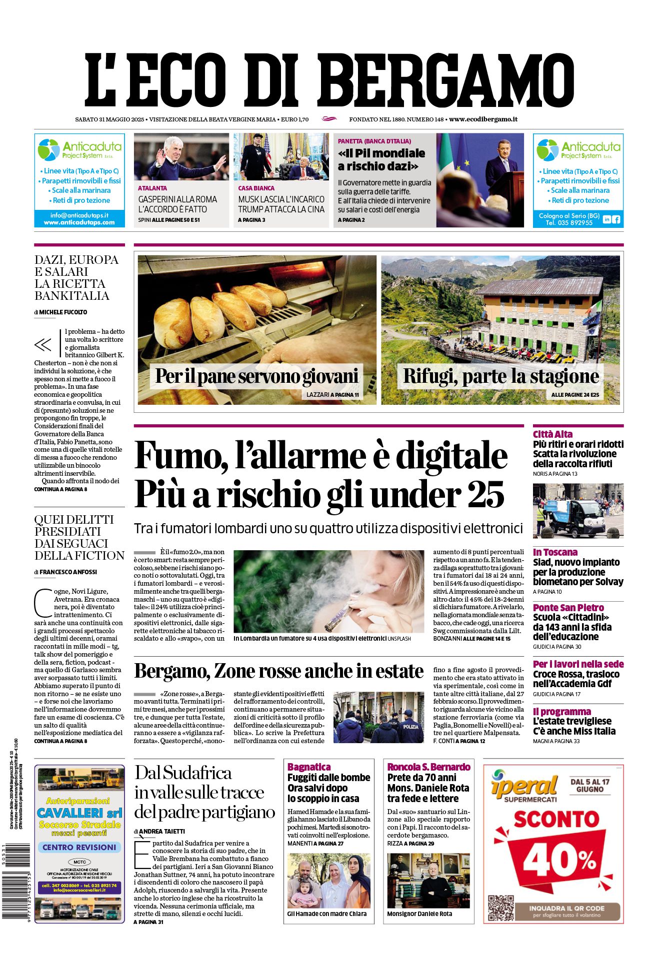 Prima-pagina-eco-di-bergamo-edizione-di-oggi-31-05-2025