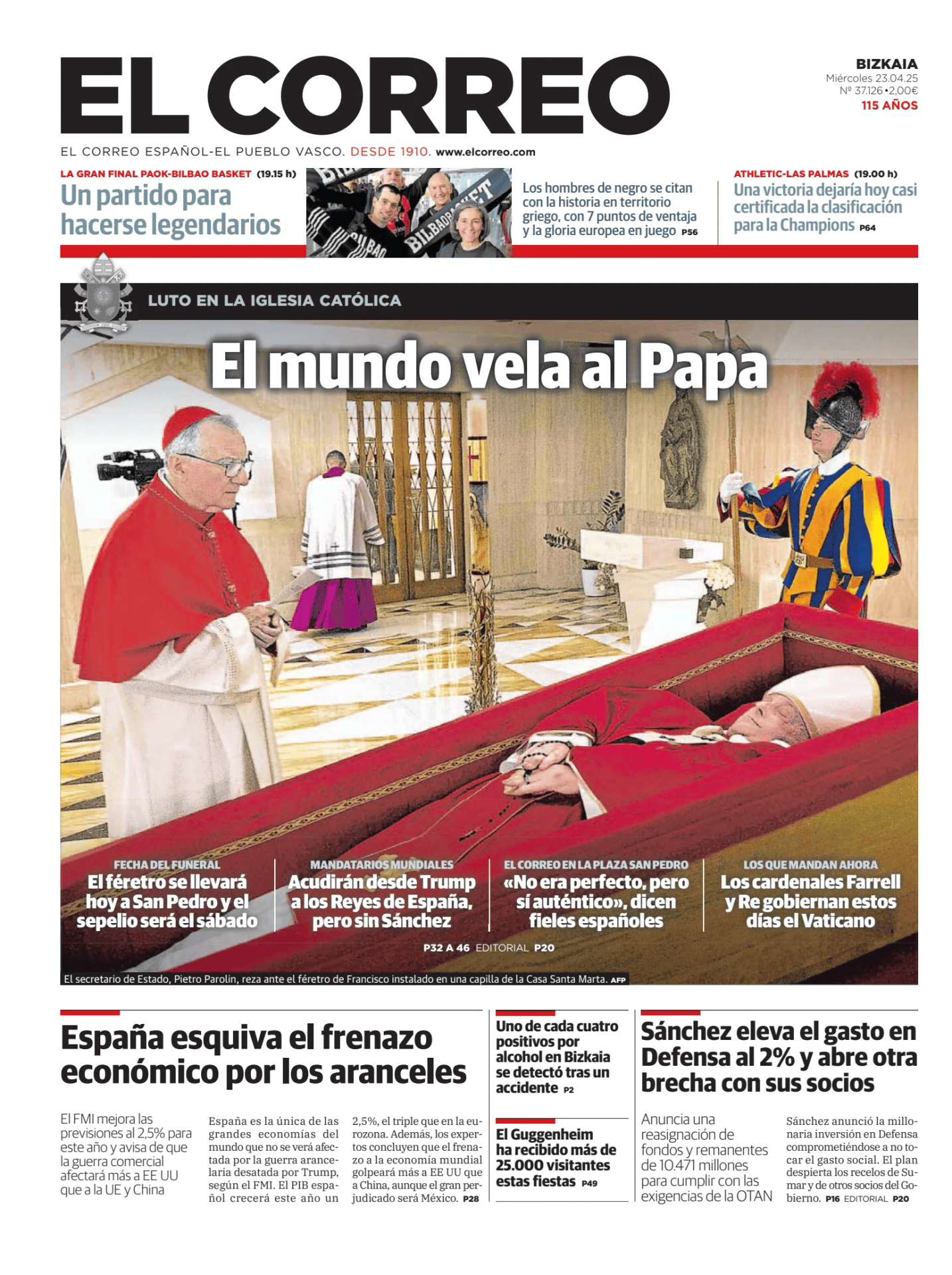 Prima-pagina-el-correo-oggi-edizione-di-oggi-20250423