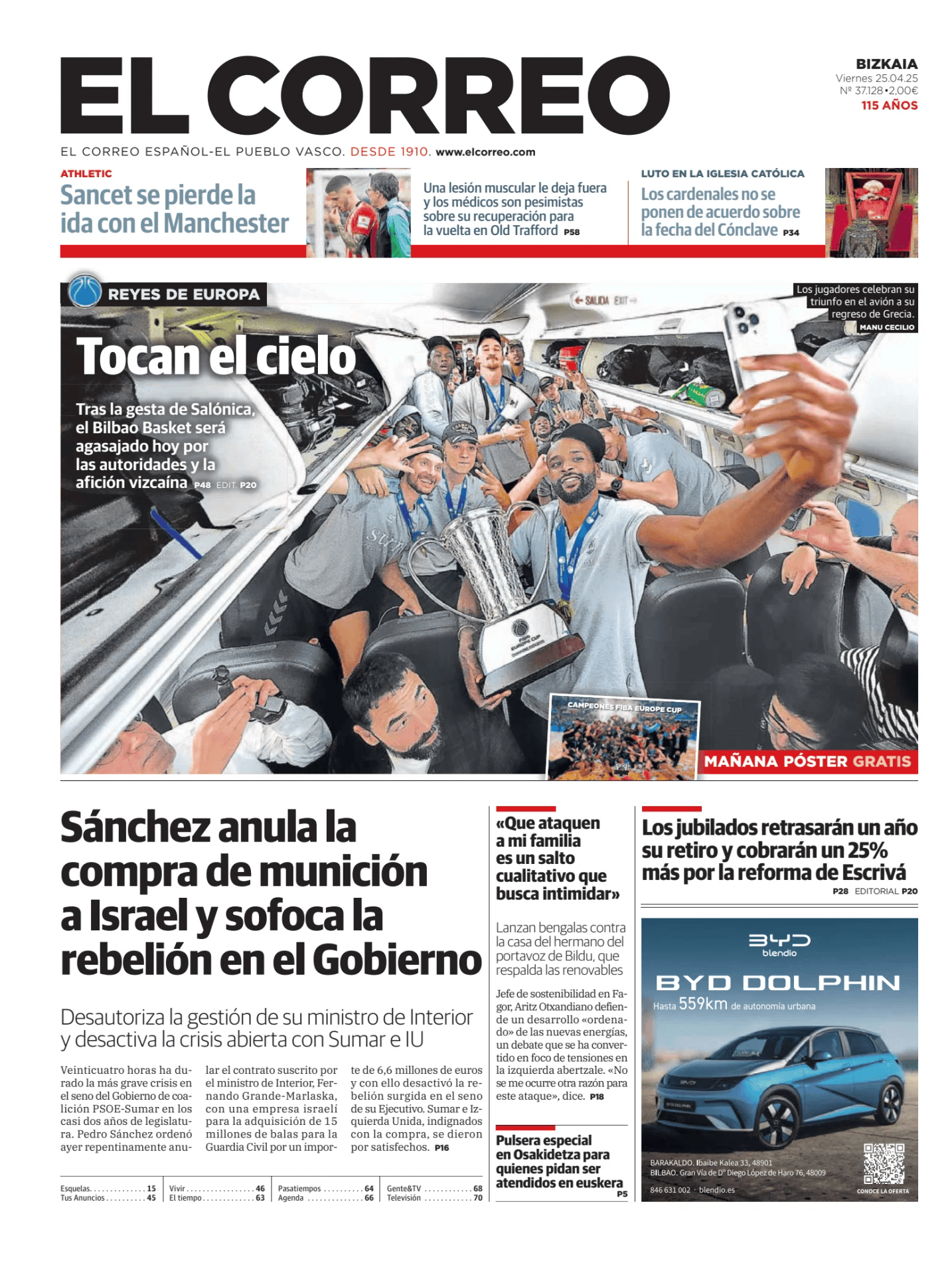 Prima-pagina-el-correo-oggi-edizione-di-oggi-20250425
