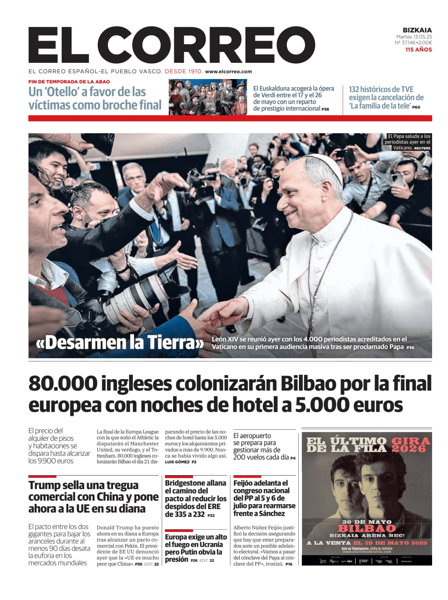 Prima-pagina-el-correo-oggi-edizione-di-oggi-20250513