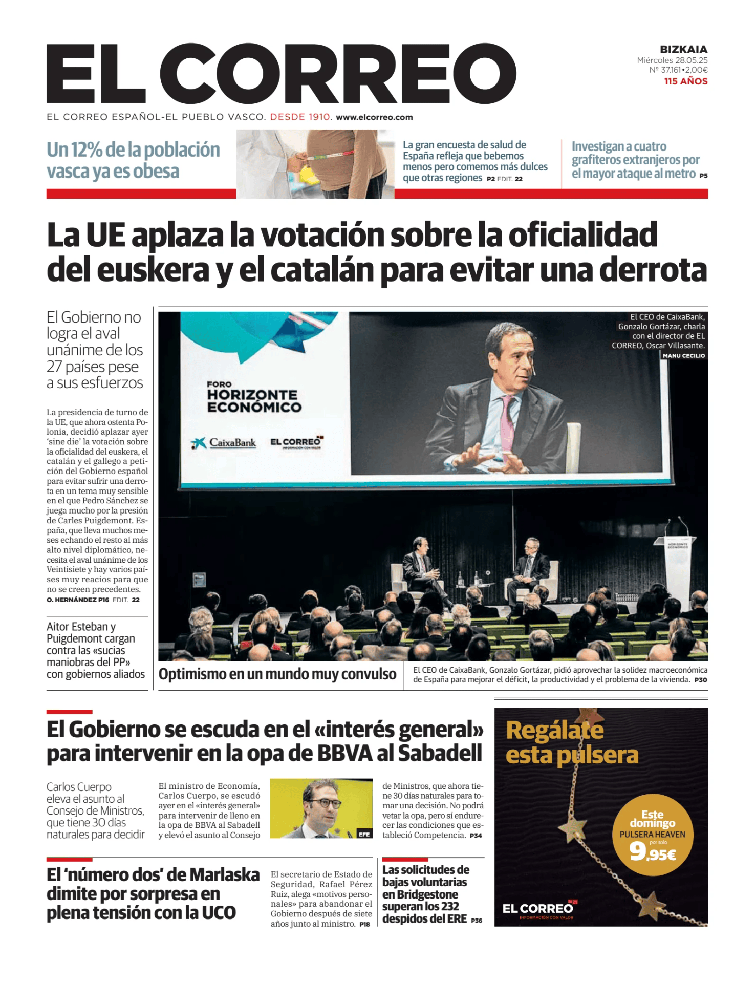 Prima-pagina-el-correo-oggi-edizione-di-oggi-20250528