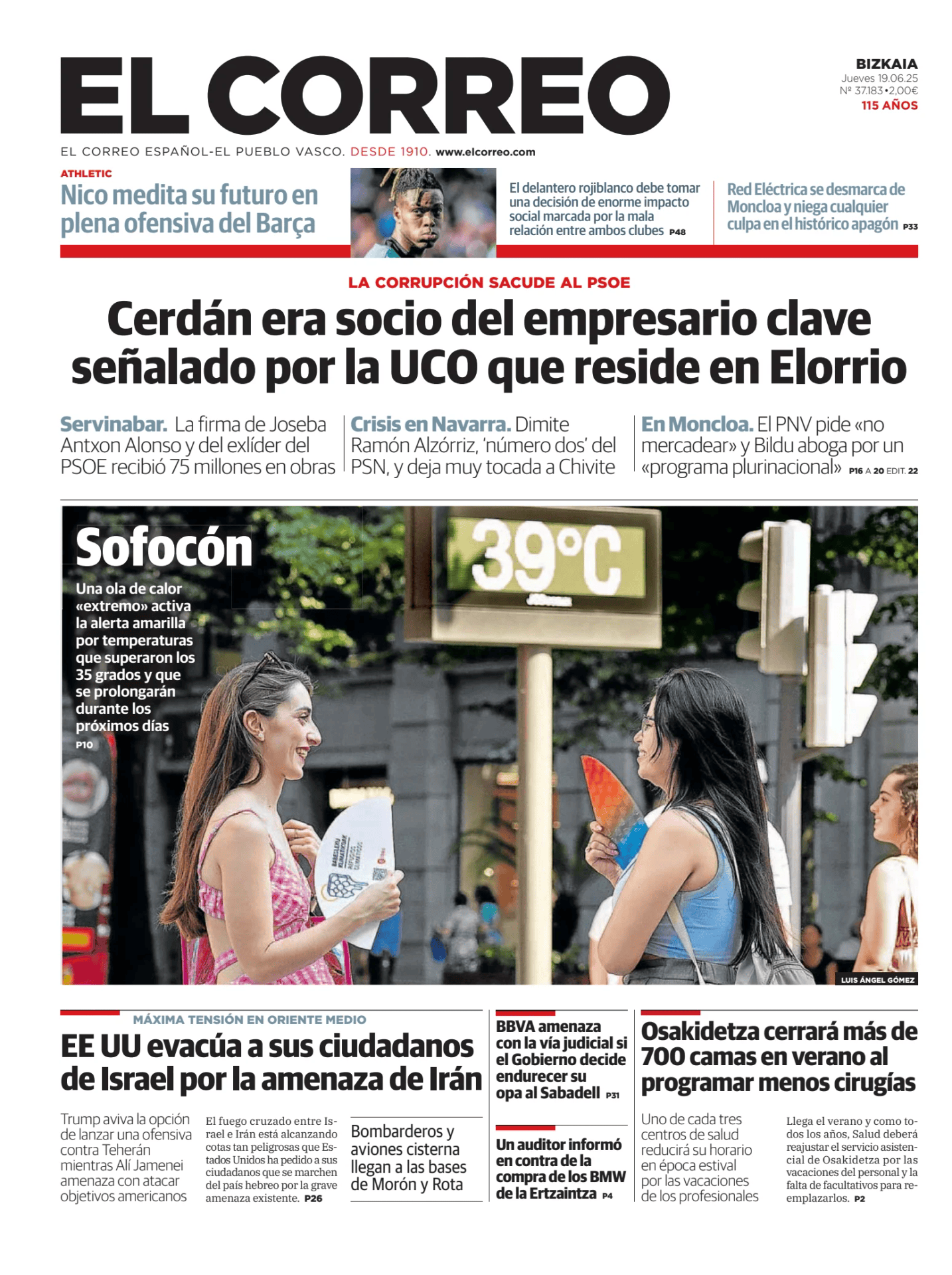 Prima-pagina-el-correo-oggi-edizione-di-oggi-20250619