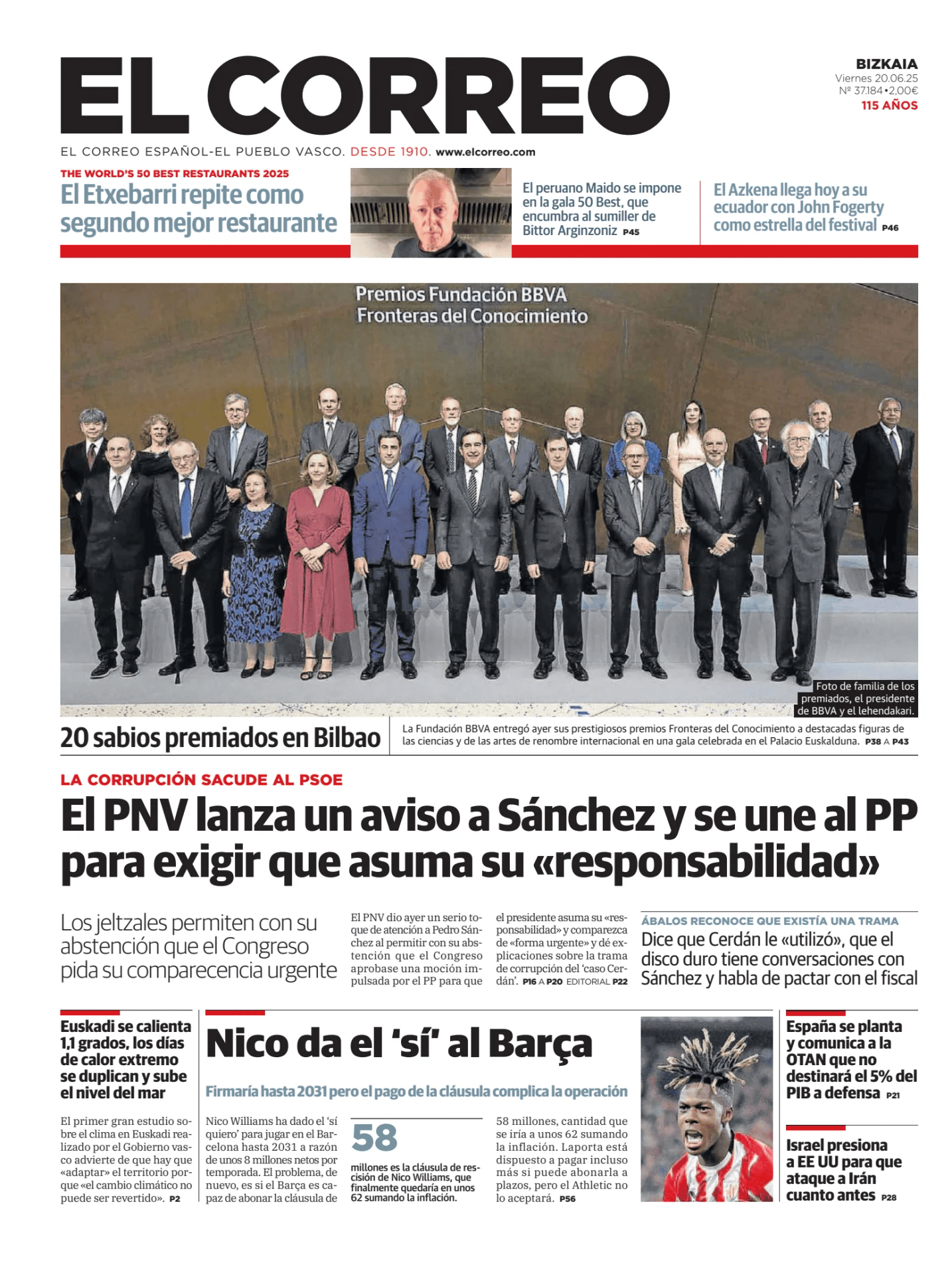 Prima-pagina-el-correo-oggi-edizione-di-oggi-20250620