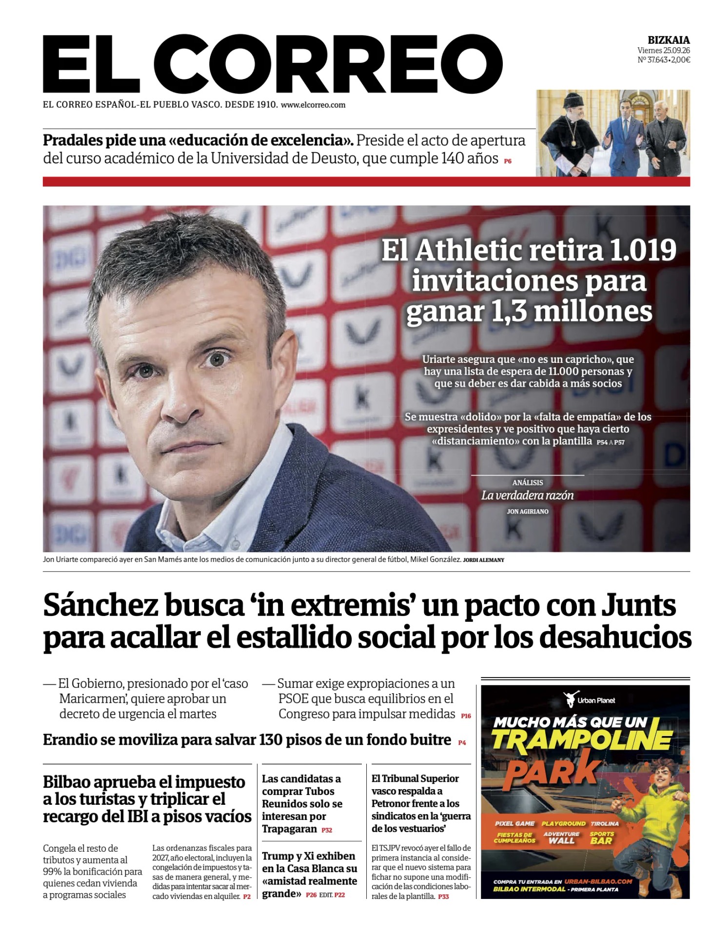 Prima-pagina-el-correo-oggi-edizione-di-oggi-20260925