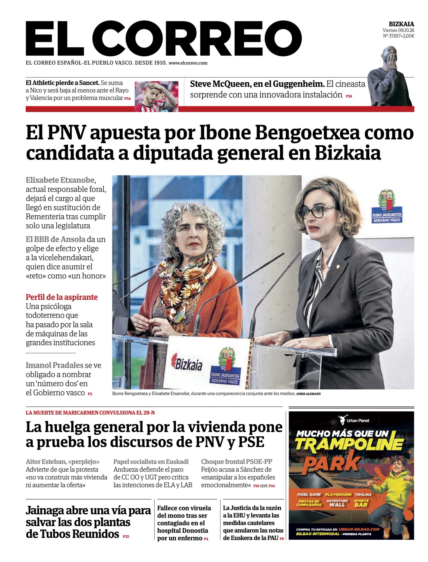 Prima-pagina-el-correo-oggi-edizione-di-oggi-20261009