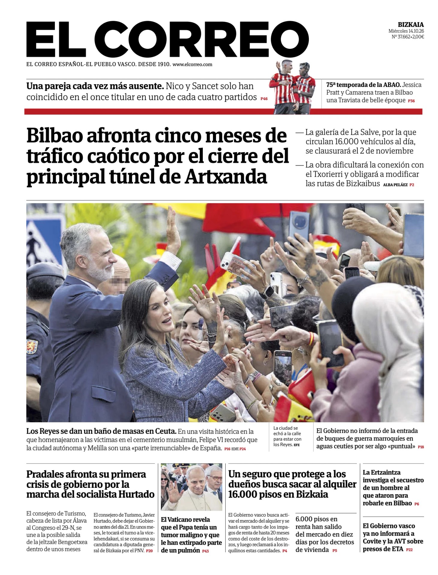 Prima-pagina-el-correo-oggi-edizione-di-oggi-20261014