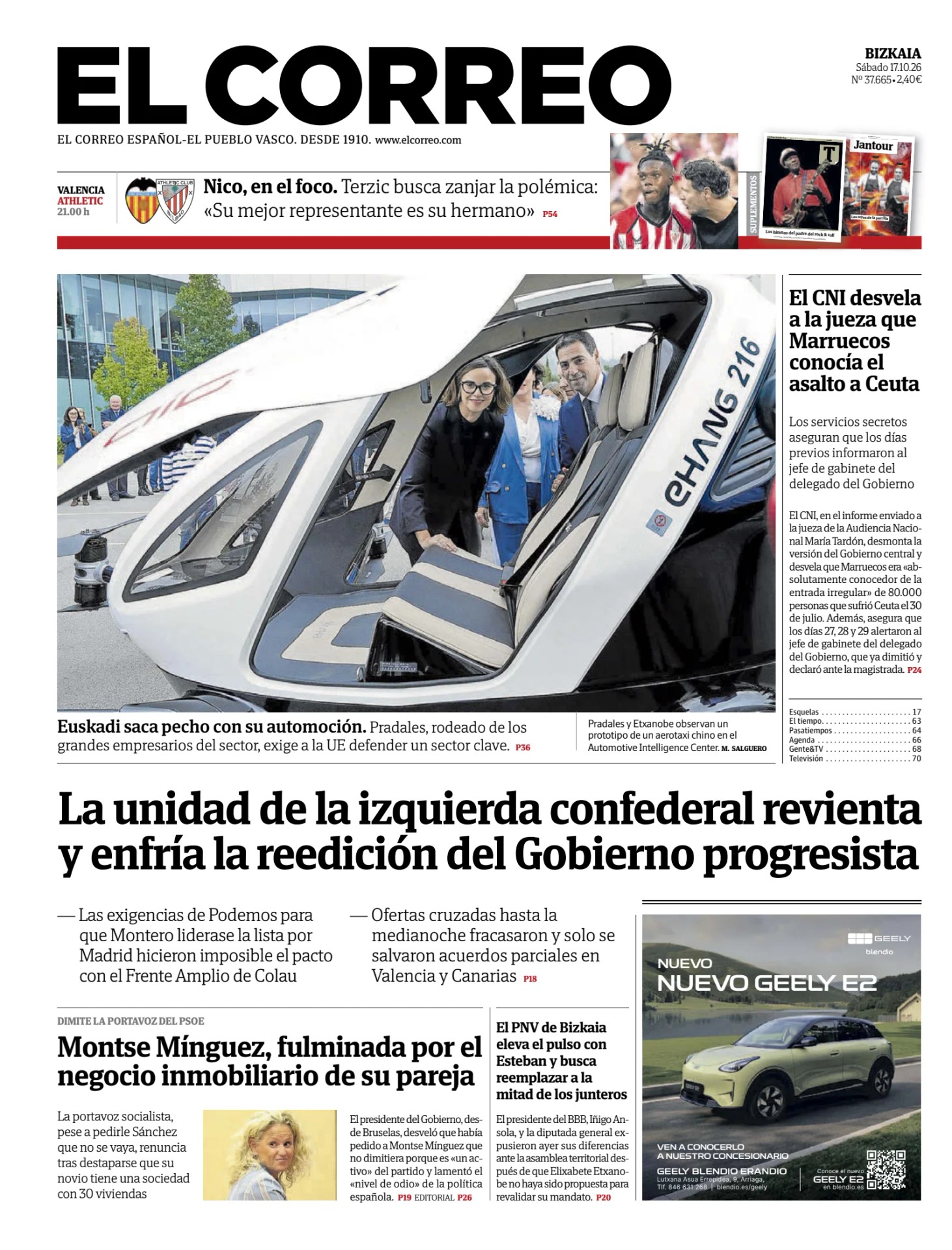 Prima-pagina-el-correo-oggi-edizione-di-oggi-20261017