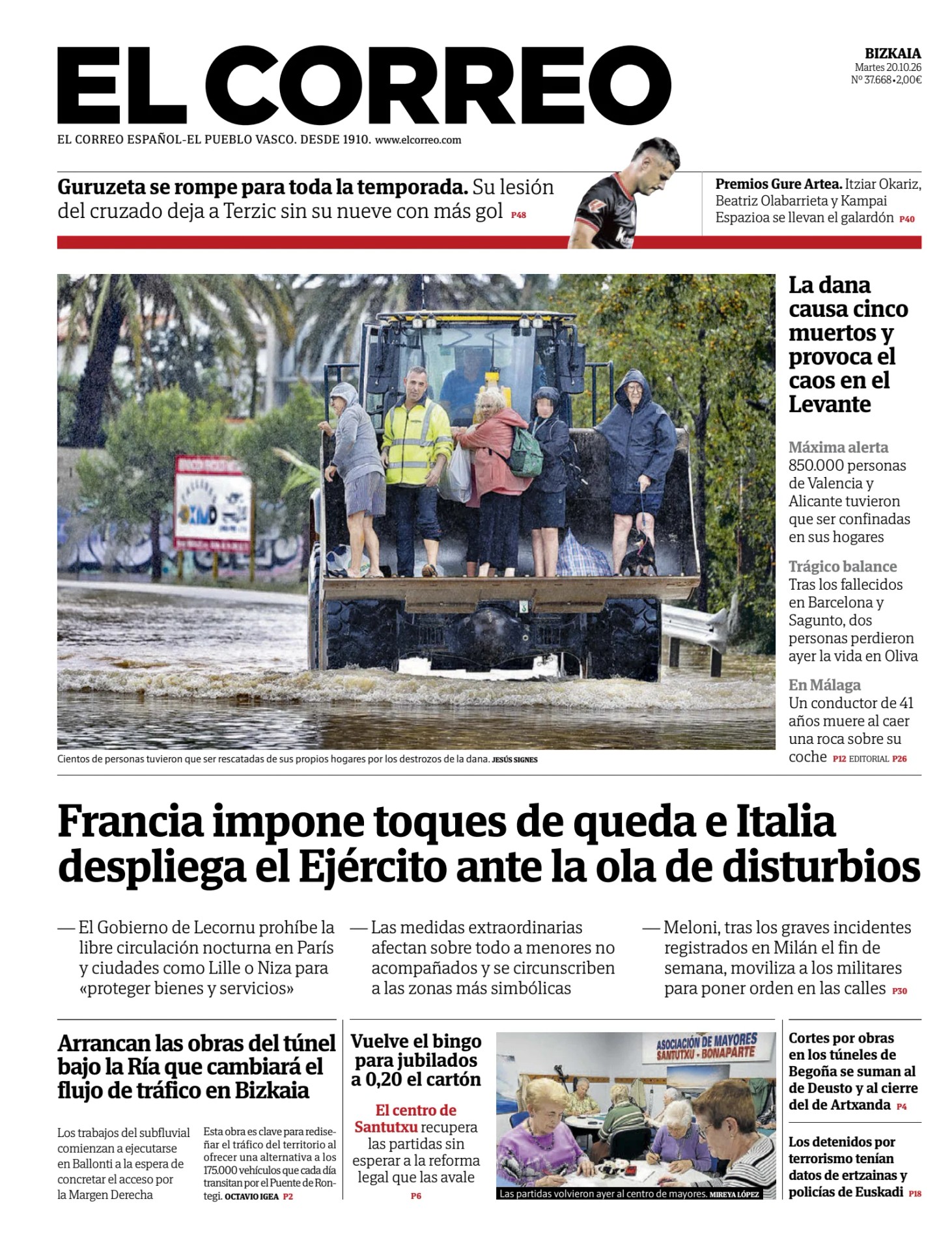 Prima-pagina-el-correo-oggi-edizione-di-oggi-20261020
