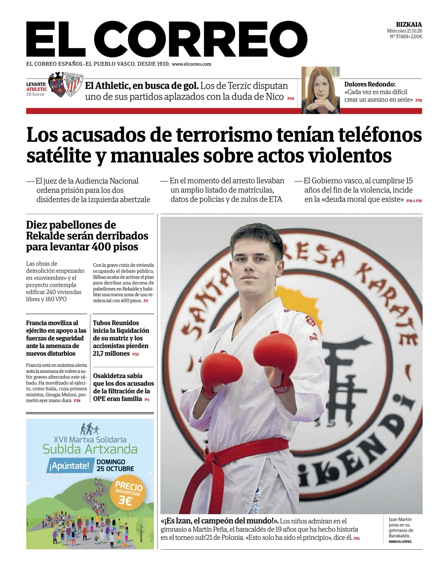 Prima-pagina-el-correo-oggi-edizione-di-oggi-20261021