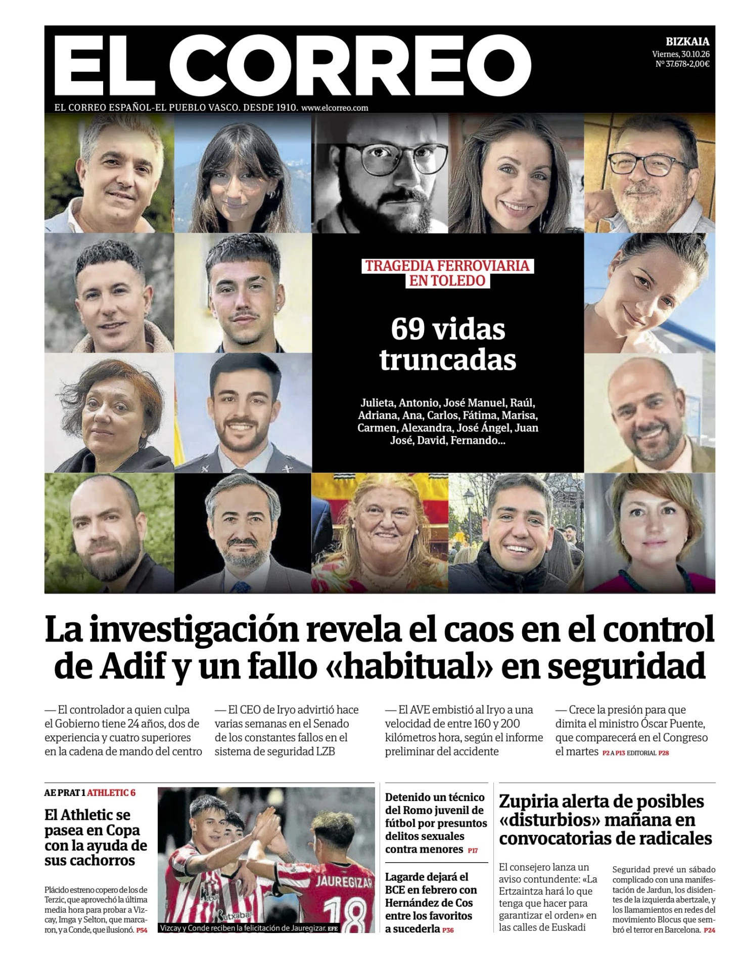 Prima-pagina-el-correo-oggi-edizione-di-oggi-20261030