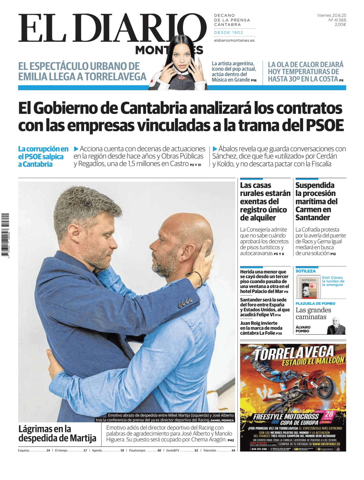 Prima-pagina-el-diario-montanes-oggi-edizione-di-oggi-20250620