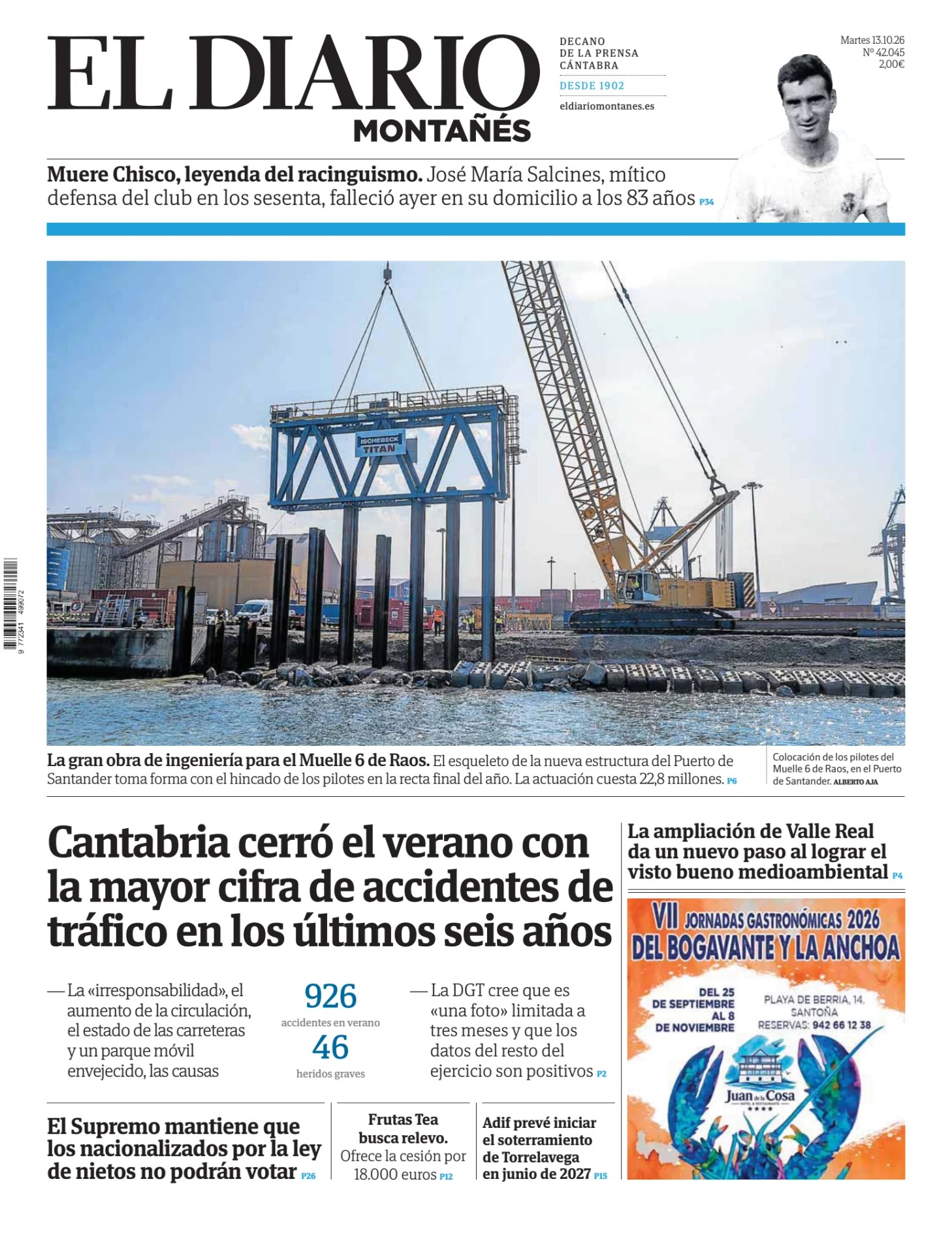 Prima-pagina-el-diario-montanes-oggi-edizione-di-oggi-20261013