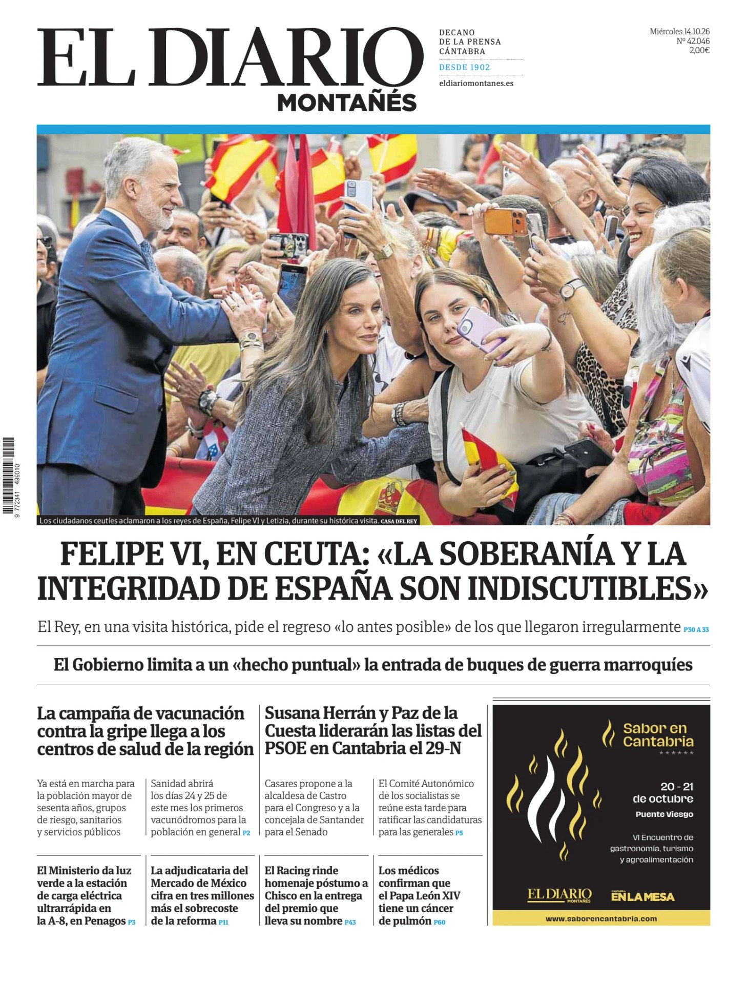 Prima-pagina-el-diario-montanes-oggi-edizione-di-oggi-20261014