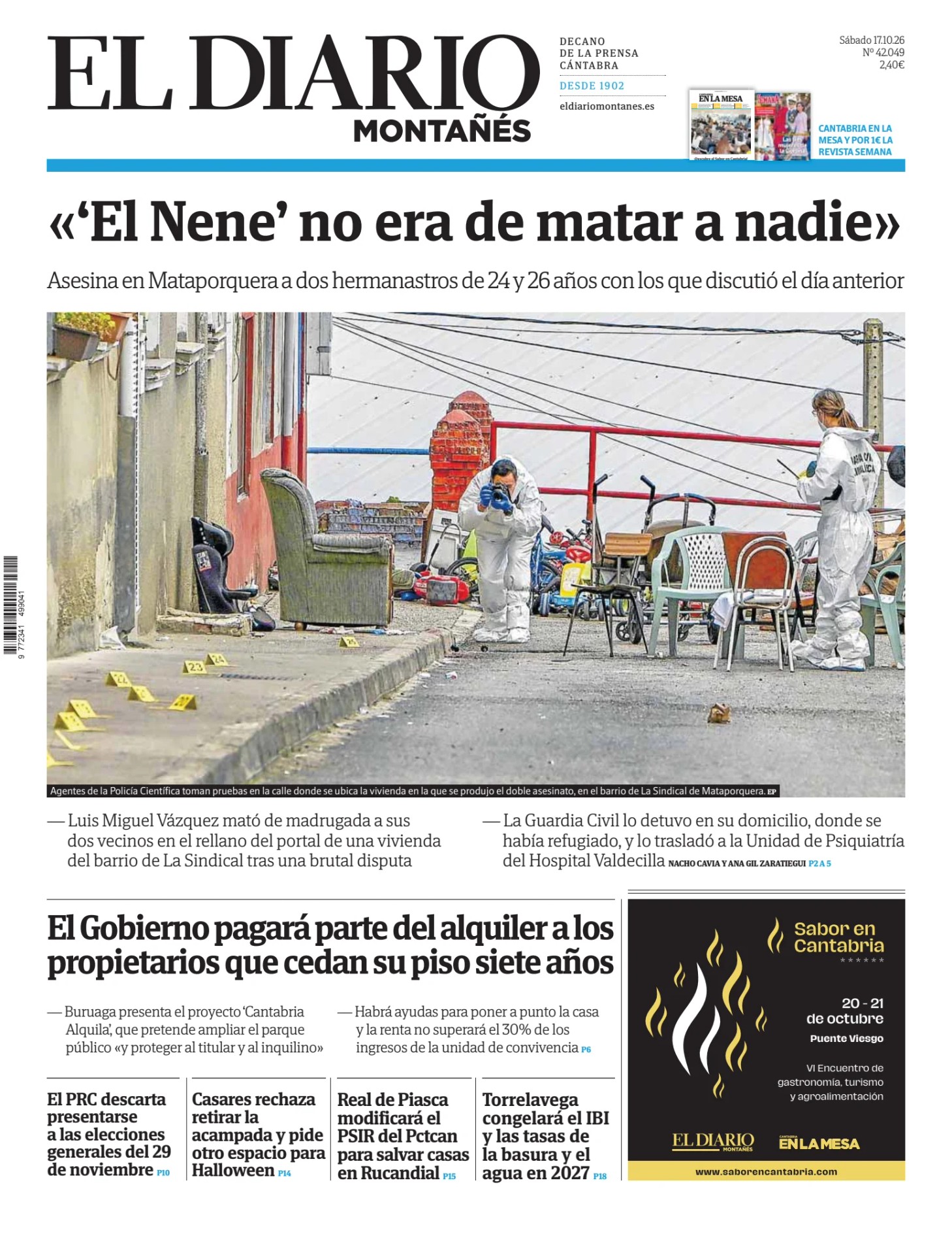 Prima-pagina-el-diario-montanes-oggi-edizione-di-oggi-20261017