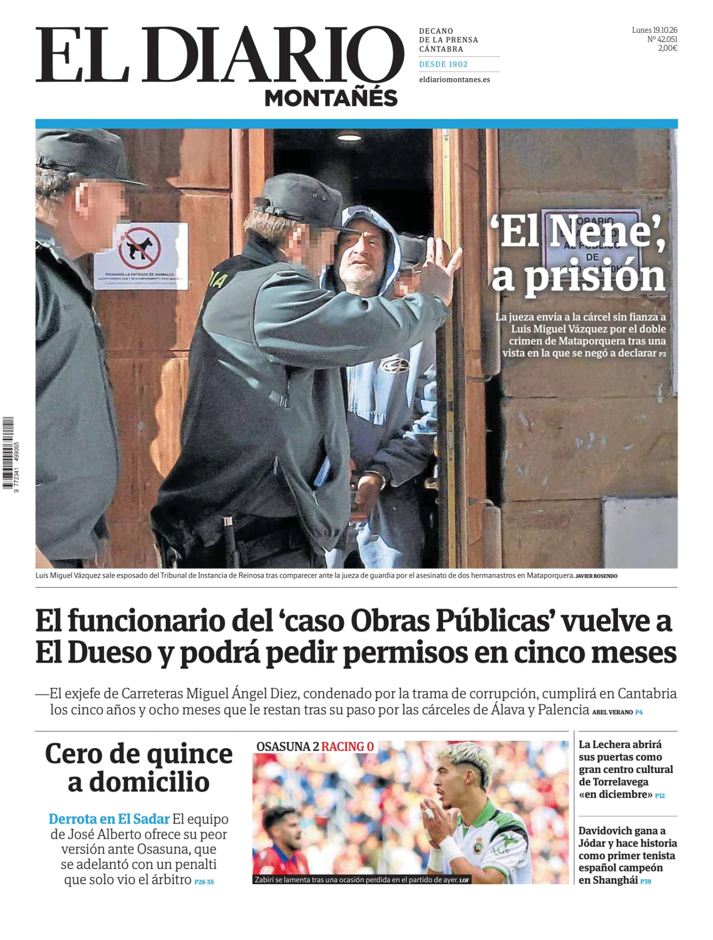 Prima-pagina-el-diario-montanes-oggi-edizione-di-oggi-20261019