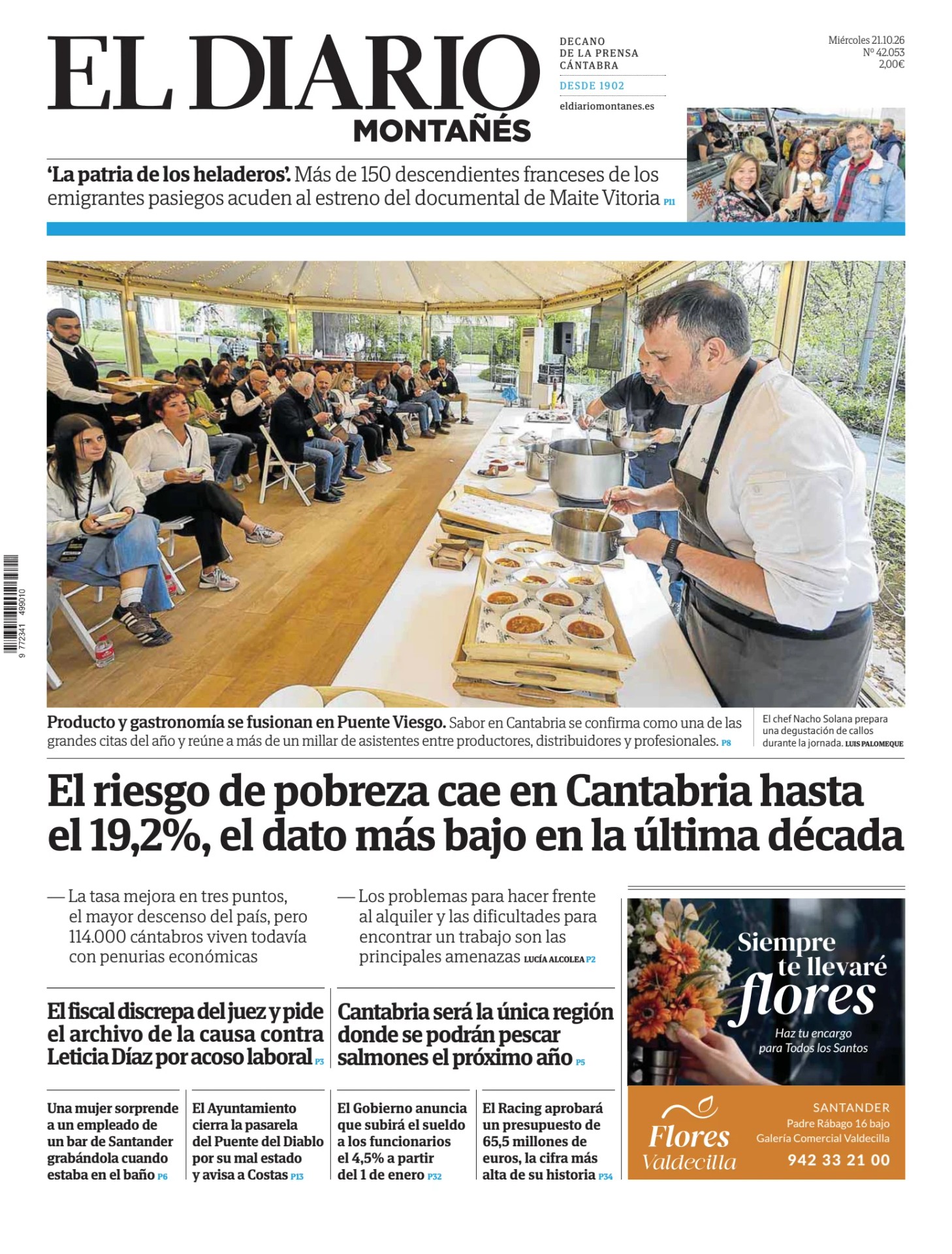 Prima-pagina-el-diario-montanes-oggi-edizione-di-oggi-20261021