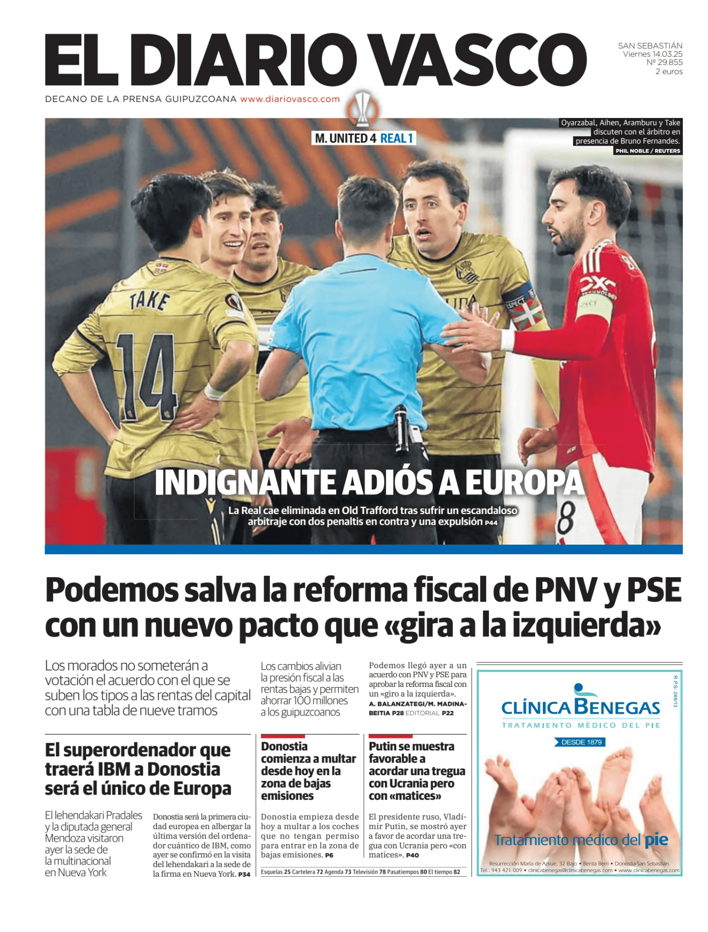 Prima-pagina-el-diario-vasco-oggi-edizione-di-oggi-20250314