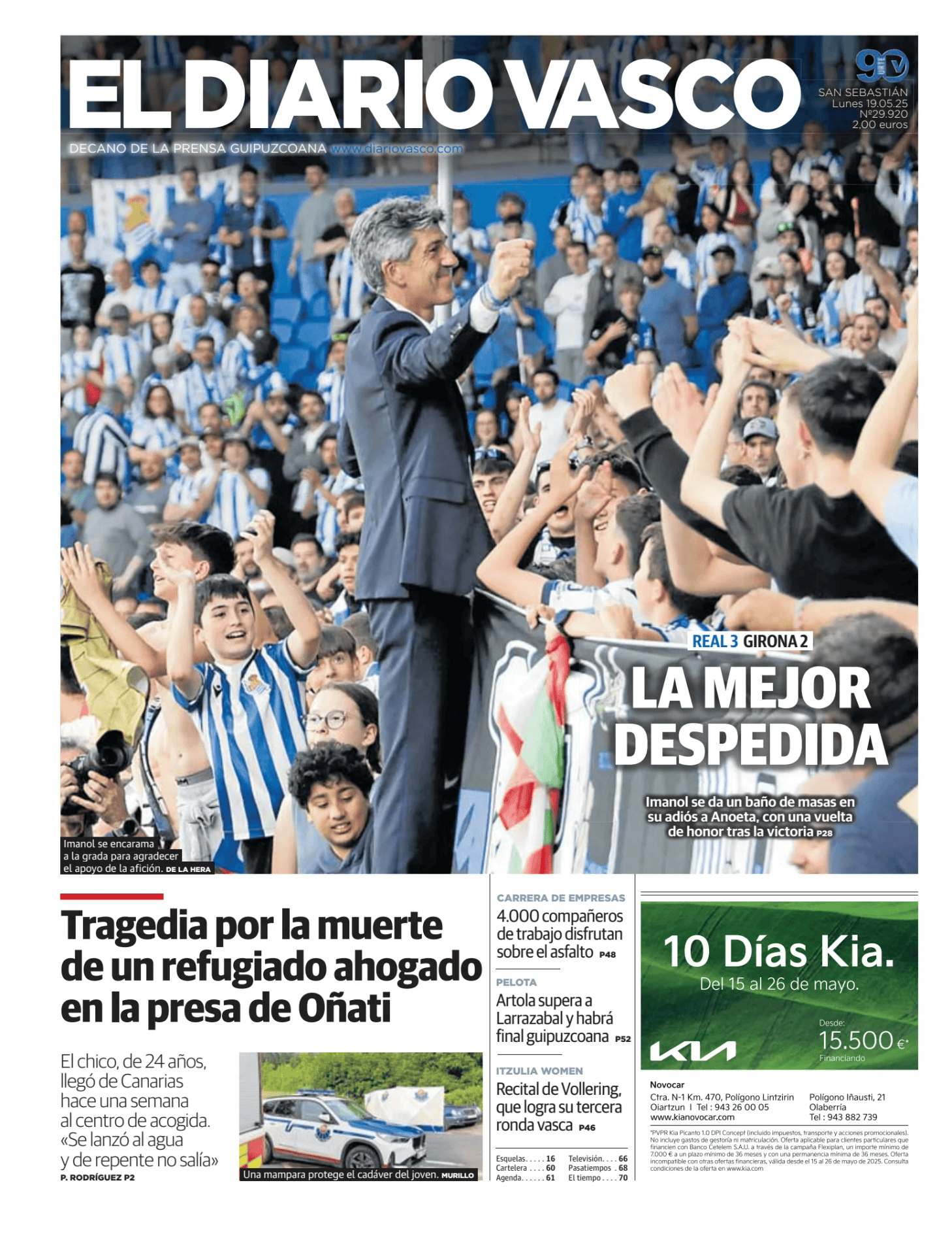 Prima-pagina-el-diario-vasco-oggi-edizione-di-oggi-20250519