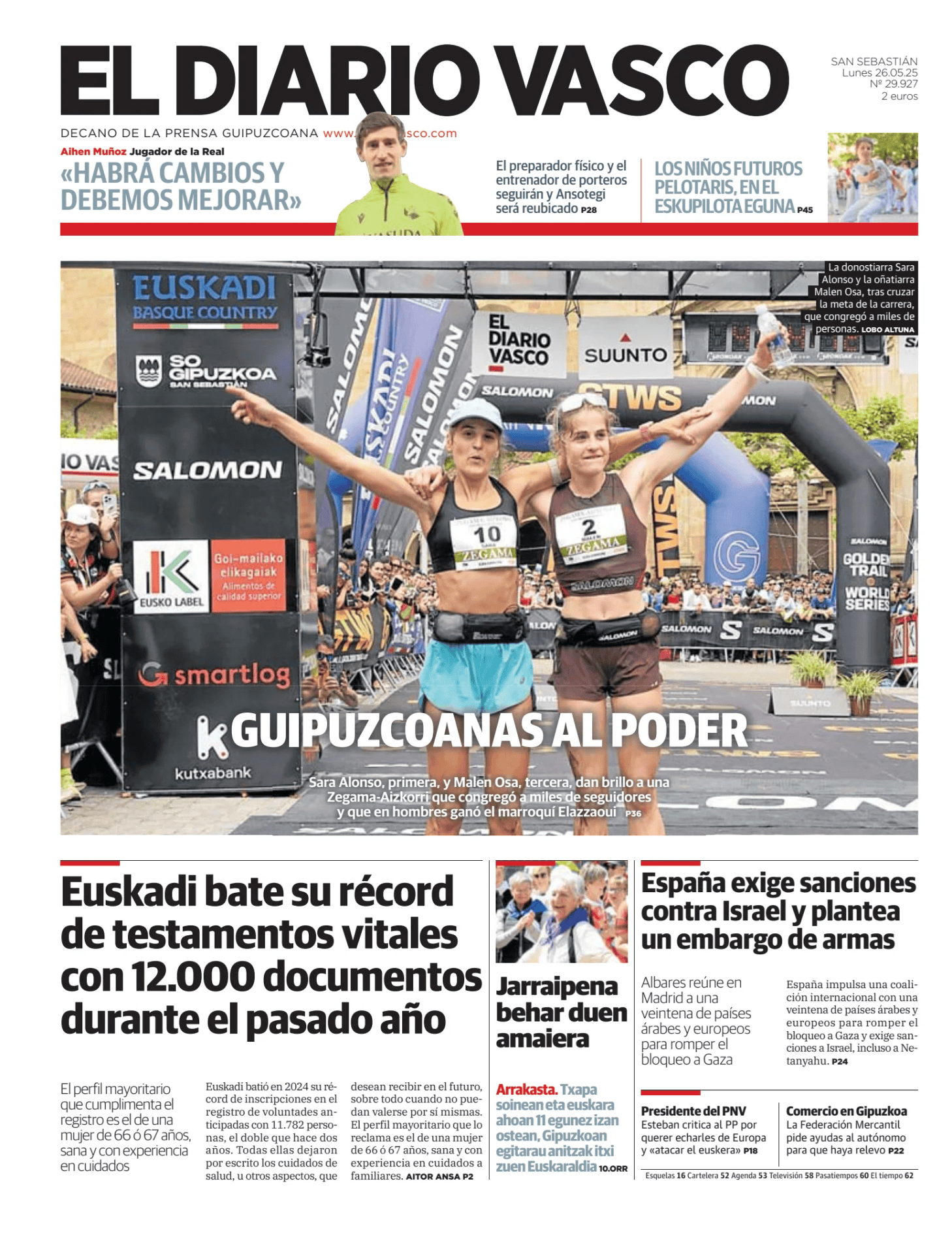 Prima-pagina-el-diario-vasco-oggi-edizione-di-oggi-20250526