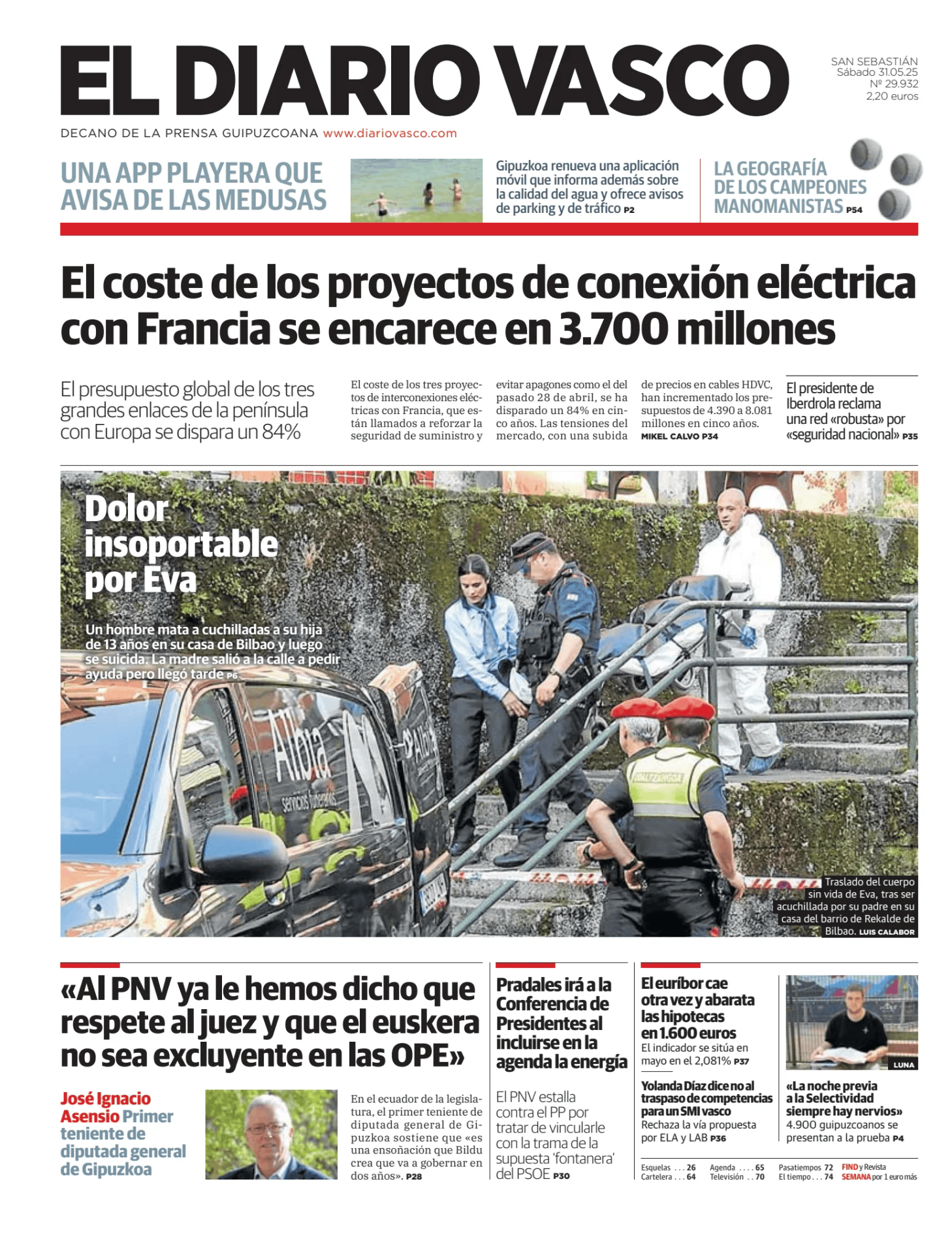 Prima-pagina-el-diario-vasco-oggi-edizione-di-oggi-20250531