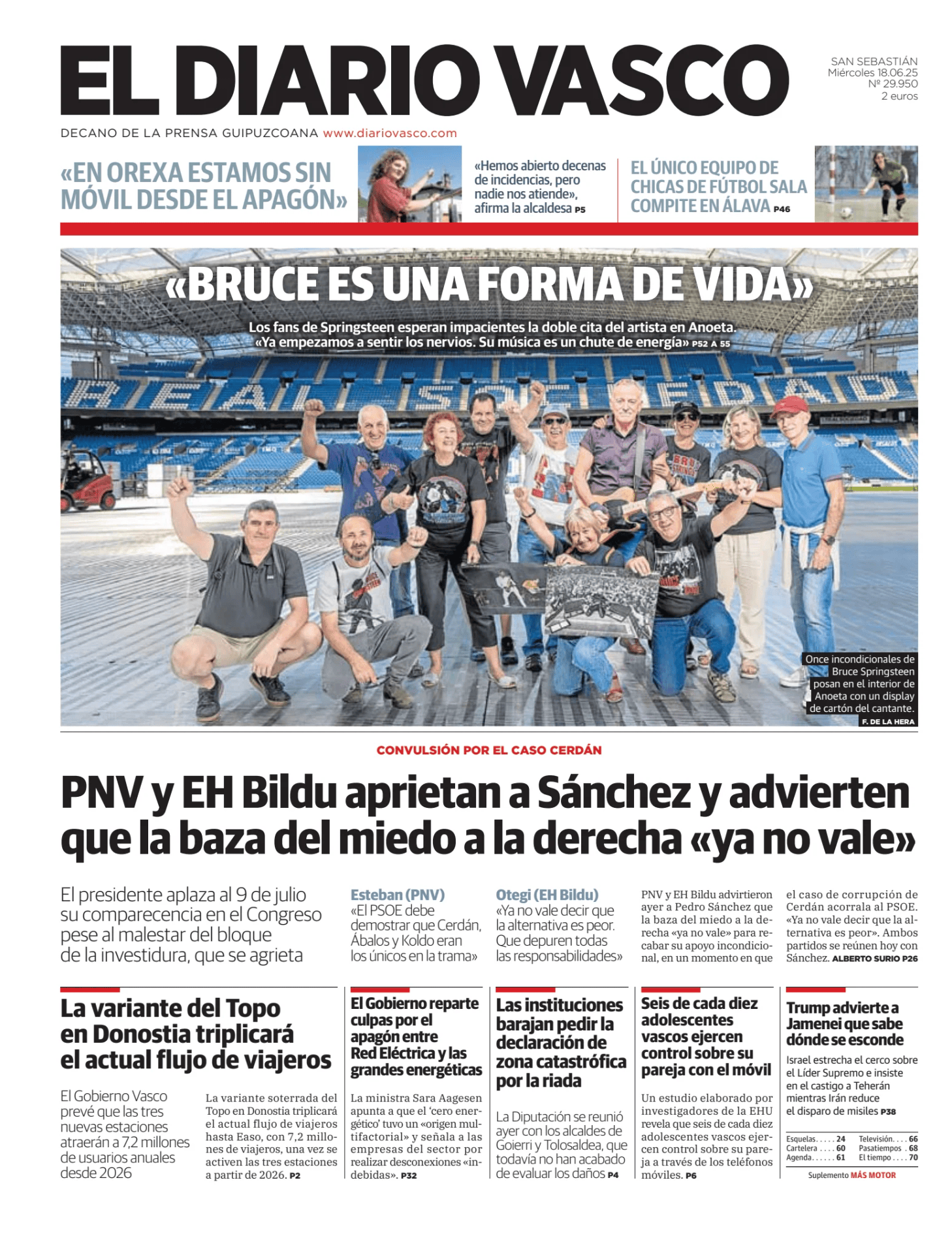 Prima-pagina-el-diario-vasco-oggi-edizione-di-oggi-20250618