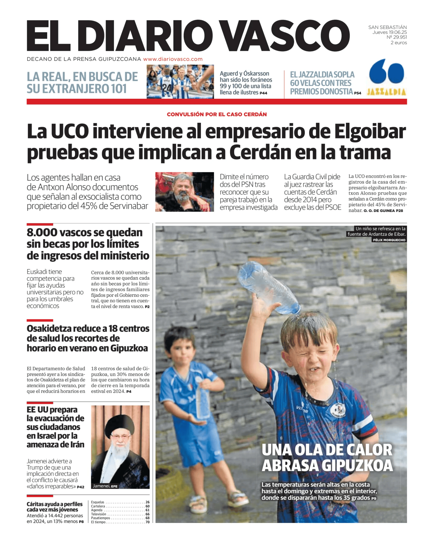 Prima-pagina-el-diario-vasco-oggi-edizione-di-oggi-20250619