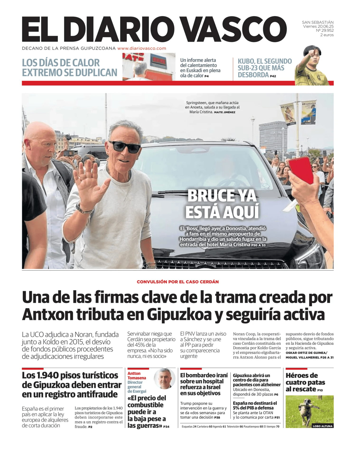 Prima-pagina-el-diario-vasco-oggi-edizione-di-oggi-20250620