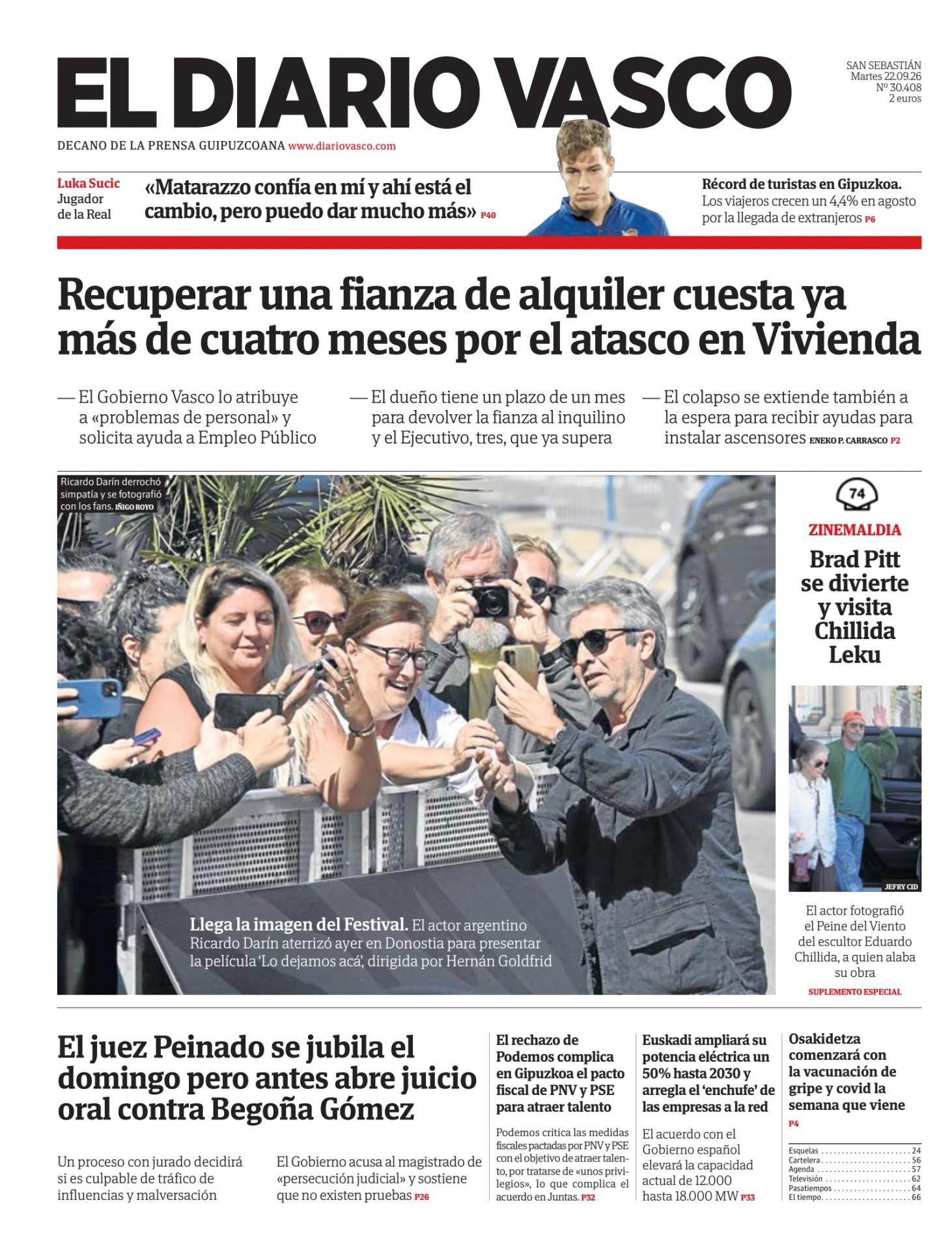 Prima-pagina-el-diario-vasco-oggi-edizione-di-oggi-20260922