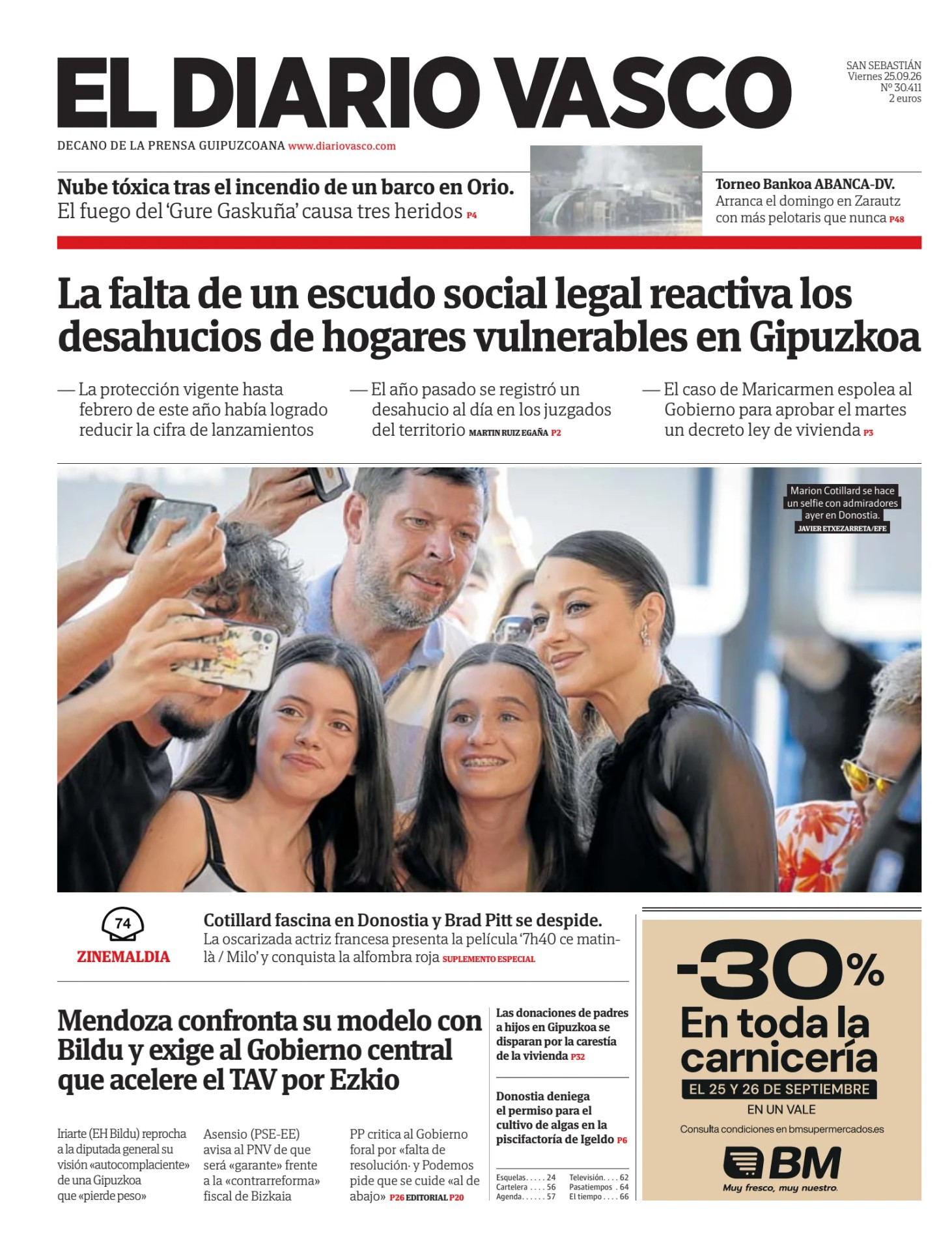 Prima-pagina-el-diario-vasco-oggi-edizione-di-oggi-20260925