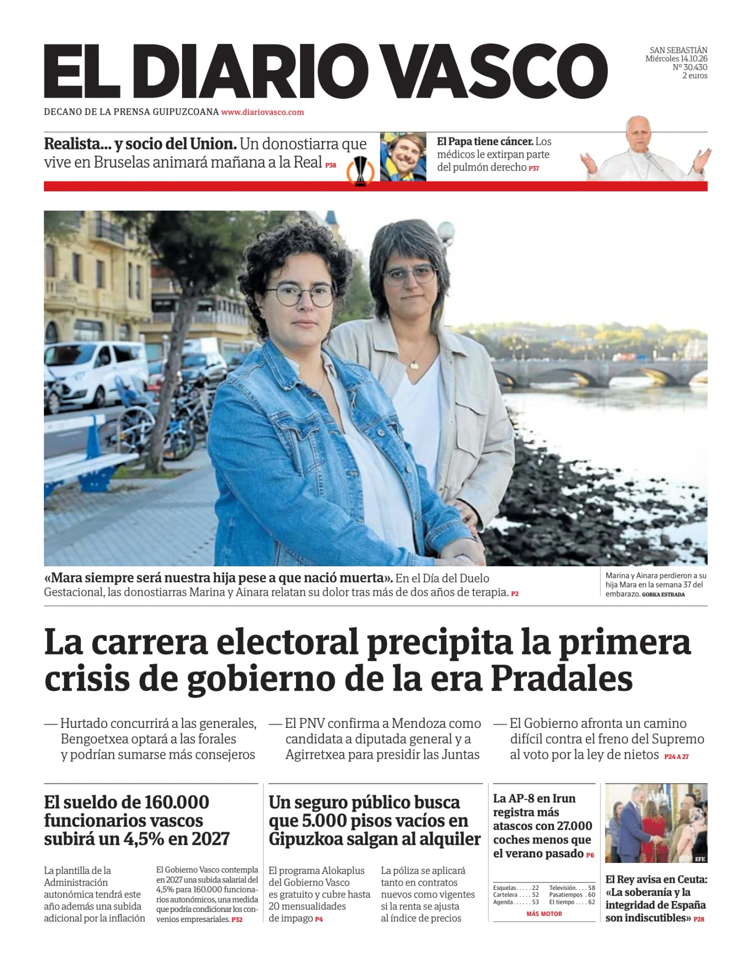 Prima-pagina-el-diario-vasco-oggi-edizione-di-oggi-20261014