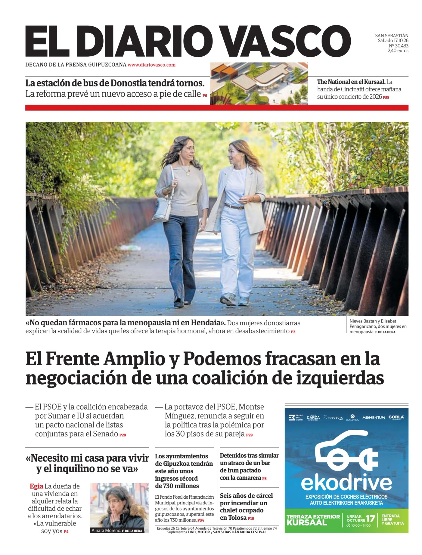 Prima-pagina-el-diario-vasco-oggi-edizione-di-oggi-20261017