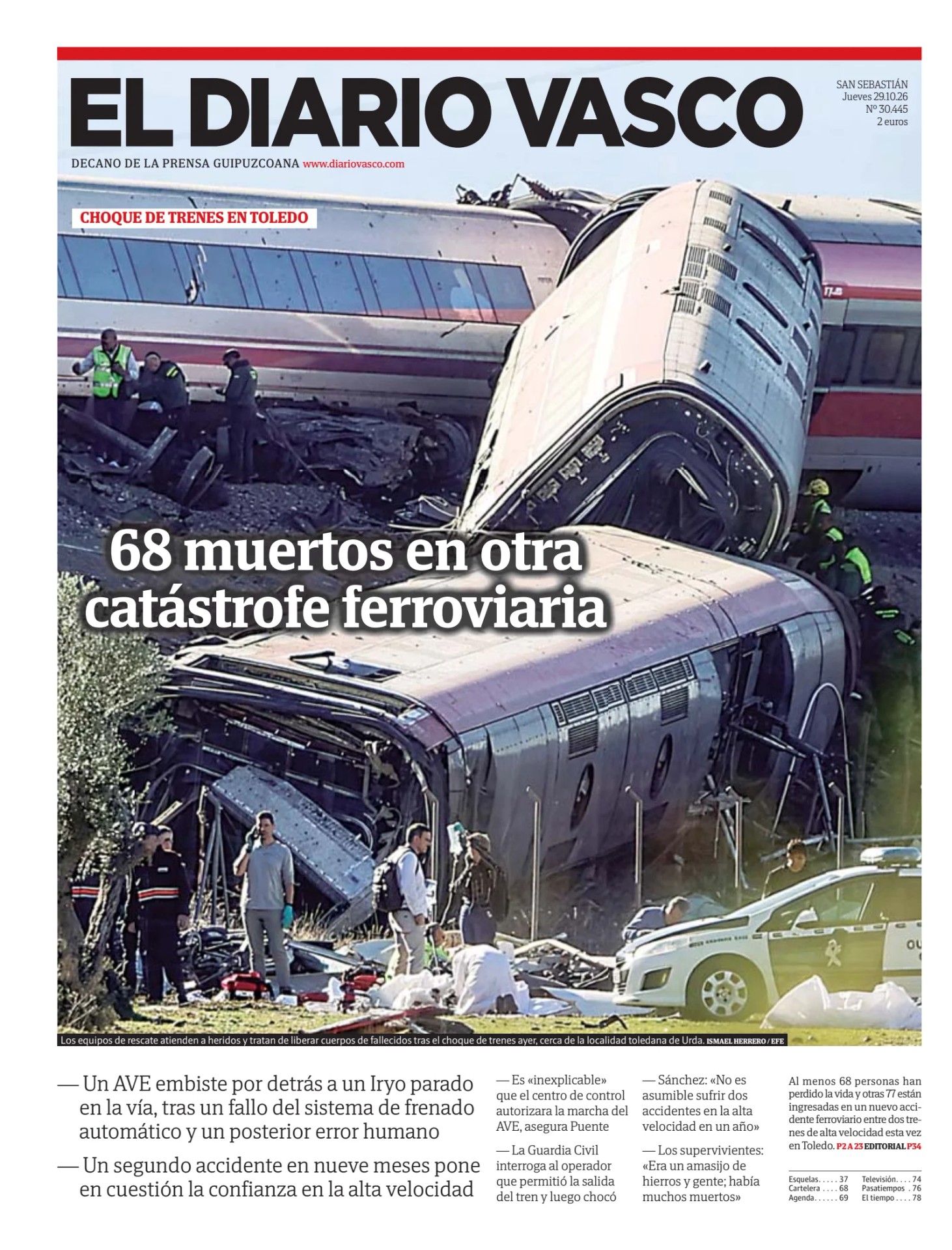 Prima-pagina-el-diario-vasco-oggi-edizione-di-oggi-20261029