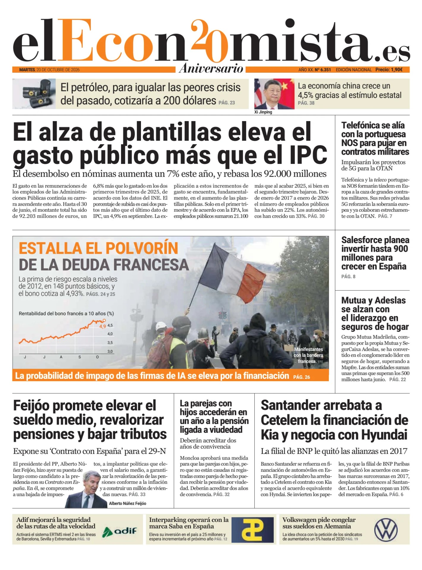 Prima-pagina-el-economista-oggi-edizione-di-oggi-20261020