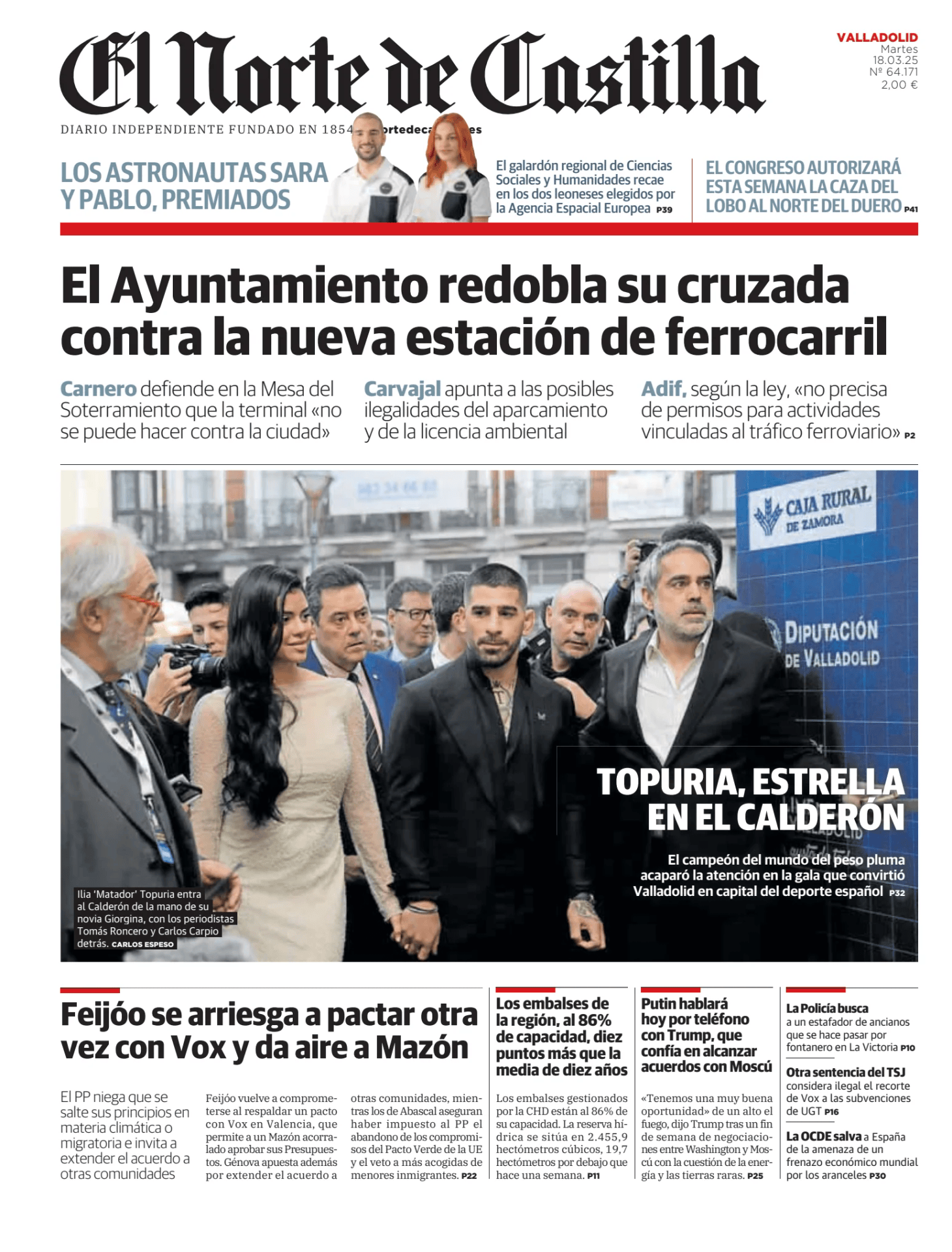 Prima-pagina-el-norte-castiglia-oggi-edizione-di-oggi-20250318