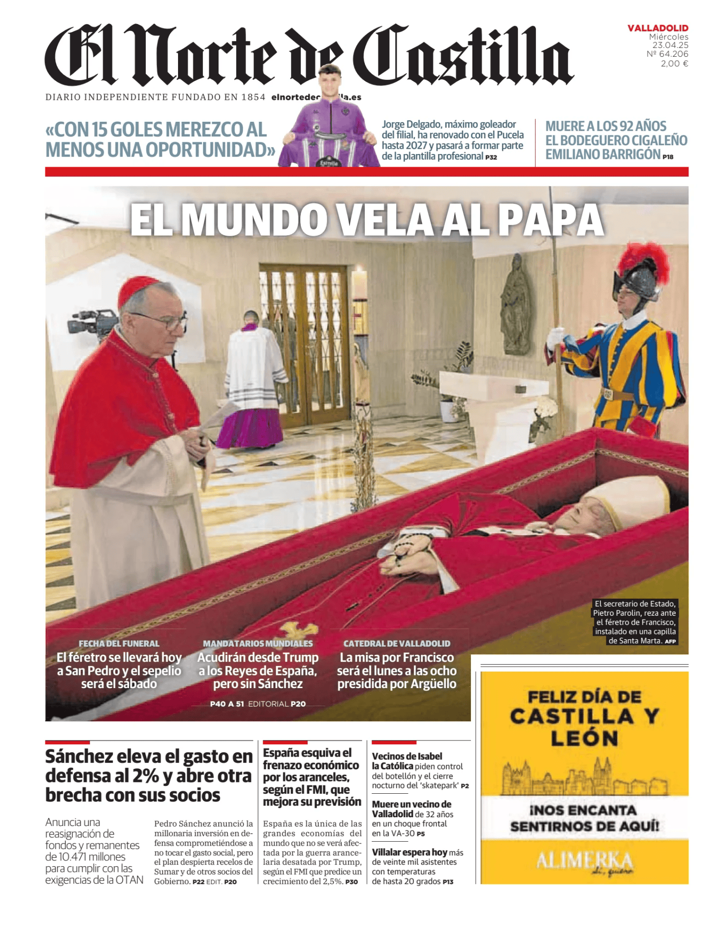 Prima-pagina-el-norte-castiglia-oggi-edizione-di-oggi-20250423