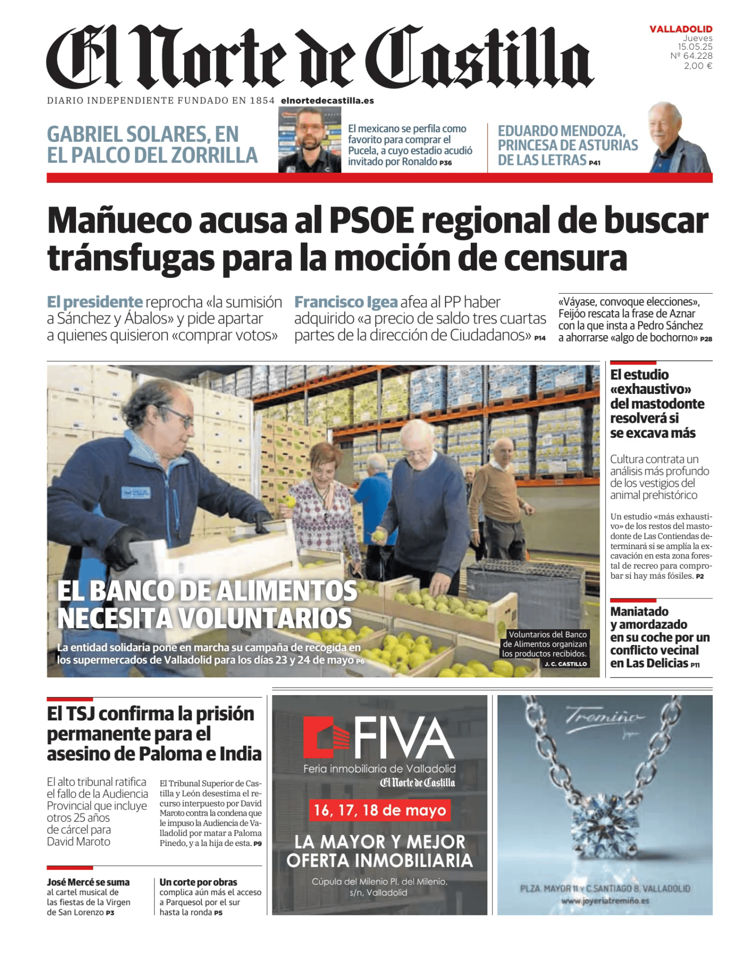 Prima-pagina-el-norte-castiglia-oggi-edizione-di-oggi-20250515