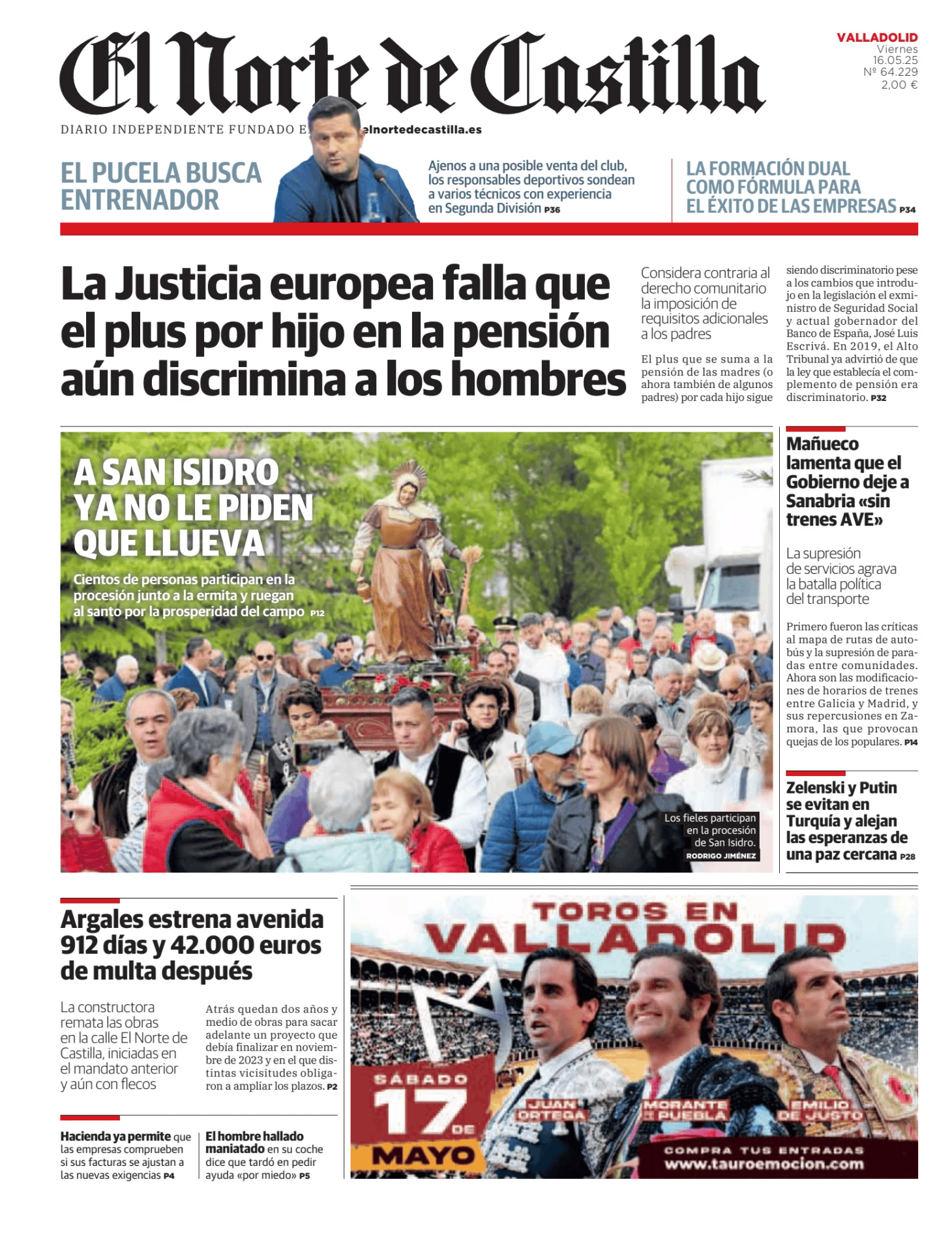 Prima-pagina-el-norte-castiglia-oggi-edizione-di-oggi-20250516